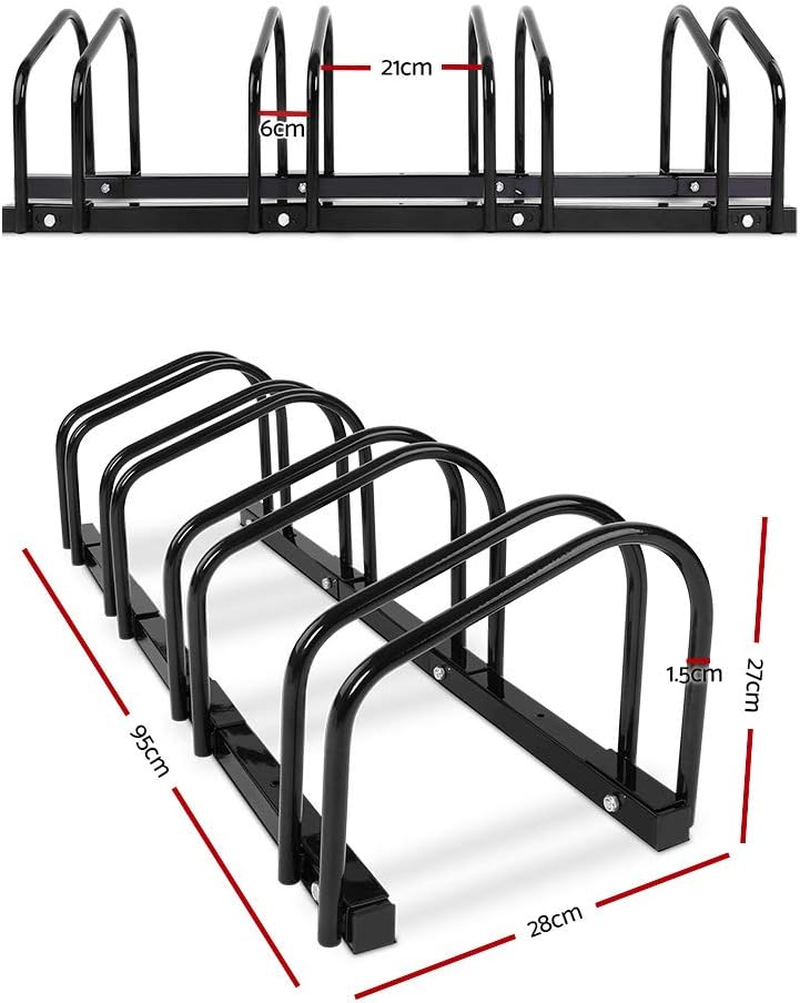 Weisshorn 4 Bike Stand Storage Rack, Road Bikes Holder Foot Floor Parking Stands Balance Bicycle Storages Outdoor Garage Park Tool Cycling Equipment, Steel Construction Black image number 1