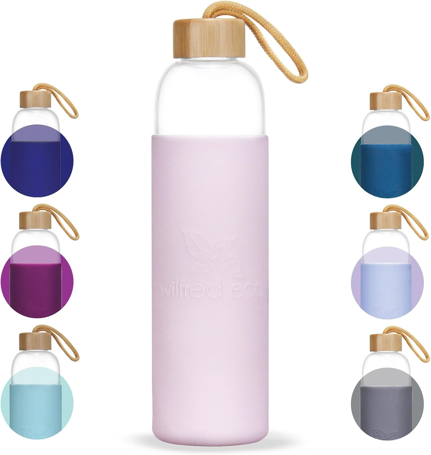 Wilfred Eco 1 Litre Glass Water Bottle | Large 1L Capacity | Protective Silicone Sleeve | BPA Free, Eco-Friendly & Leak-Proof | Dishwasher Safe | (Colour - Pastel Pink) - Bold Grey image number 7