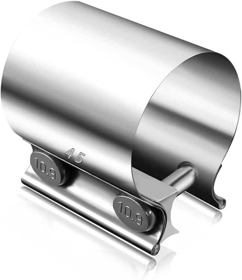 Tnuocke 1.75" Butt Joint Band Exhaust Seal Clamp Sleeve,45Mm Stainless Steel Exhaust Sleeve Band for Exhaust Pipe, Muffler,Manifolds,Coupler H-031-45 image number 1