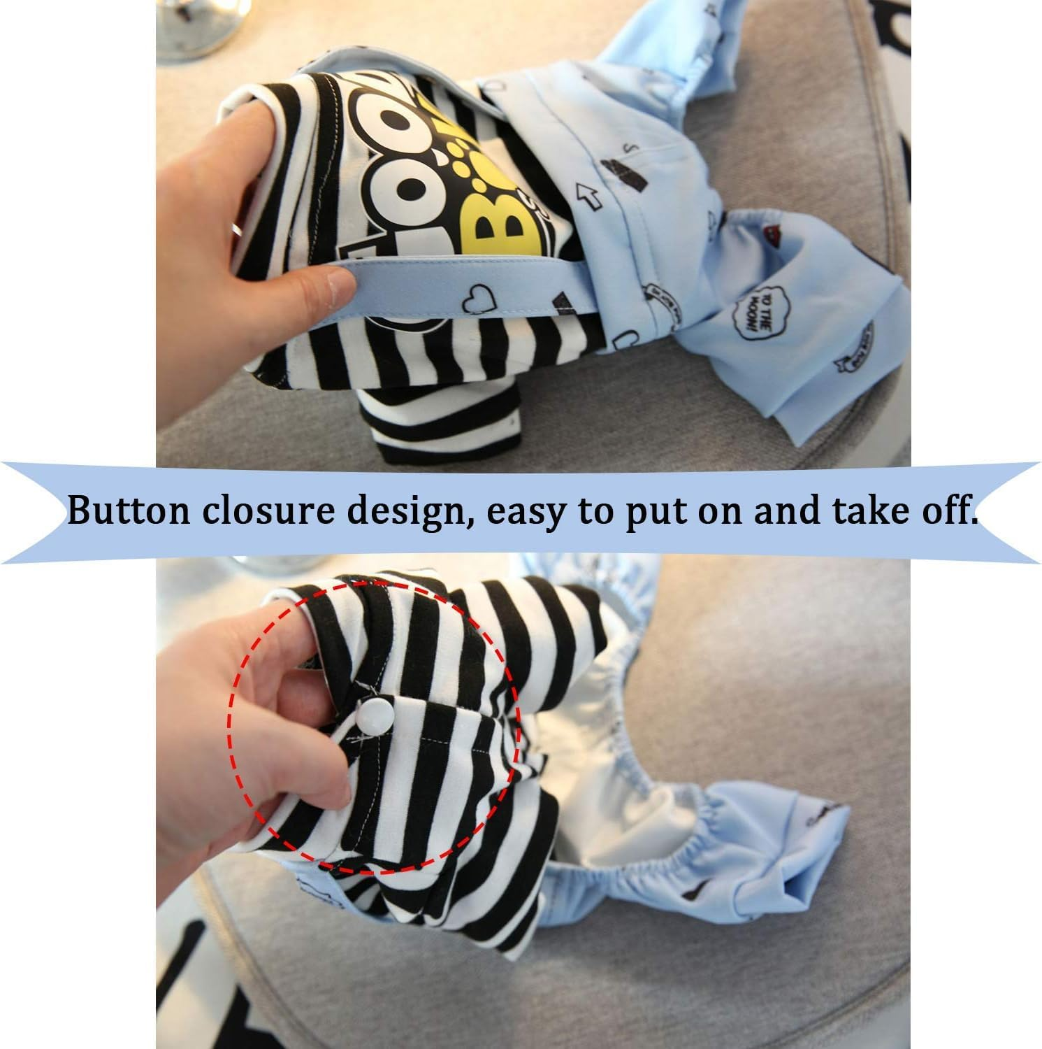 Dog Jumpsuit, Striped Puppy Pajamas, Cute Doggie Kitten Onesies Pjs Jumpers, Soft Cotton Shirt, 4 Legs Apparel Pet Clothes Outfits for Small Medium Large Dogs Cats Kitty Boy Girl (Blue, M) image number 2
