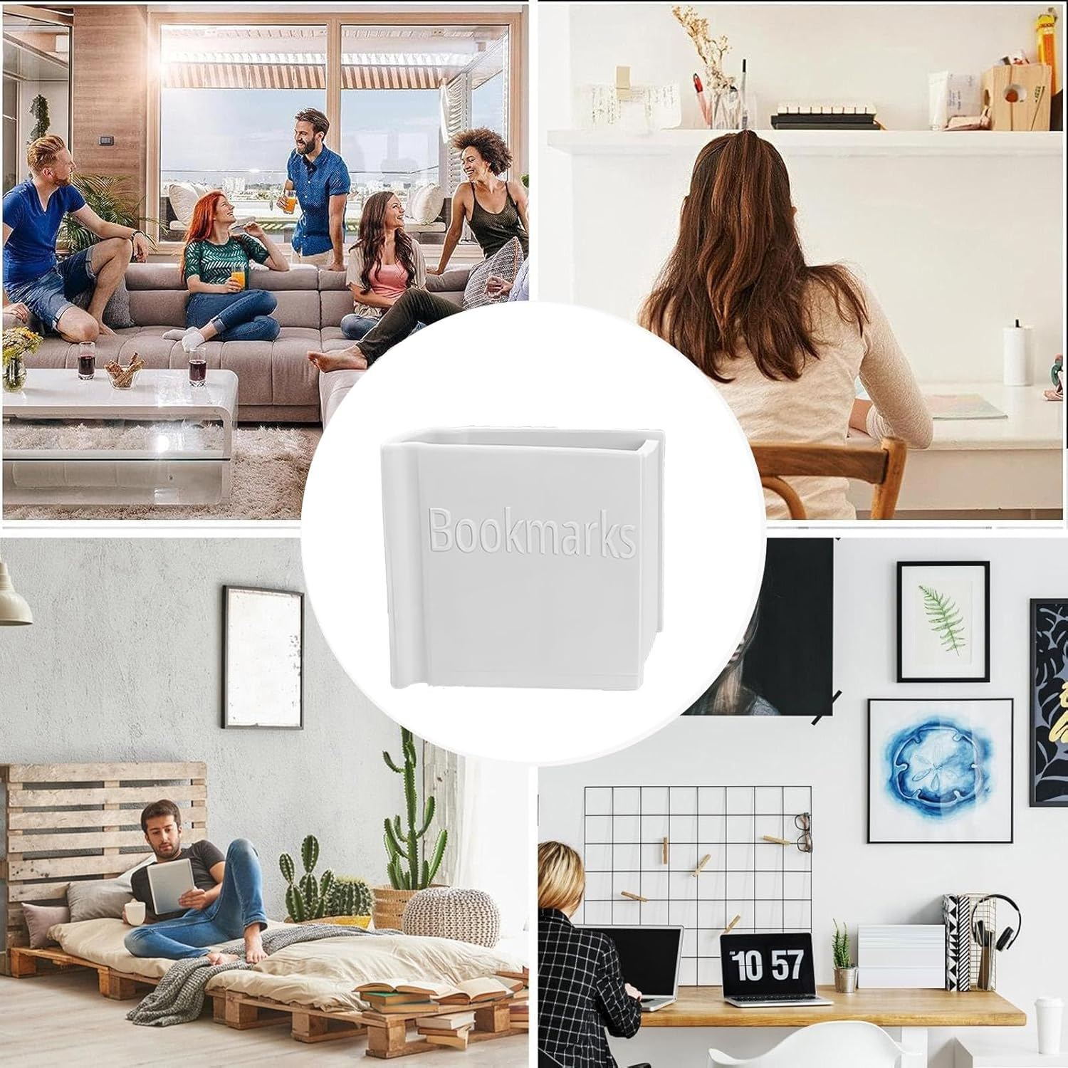 Wjnflqn Book Shaped Bookmark Holder | Desk Pen Holder Stand,3D Printed Book Shaped Desk Storage Box for Desktop Tabletop Countertop Bedside Bookshelf Home Reading Booth - Purple image number 2