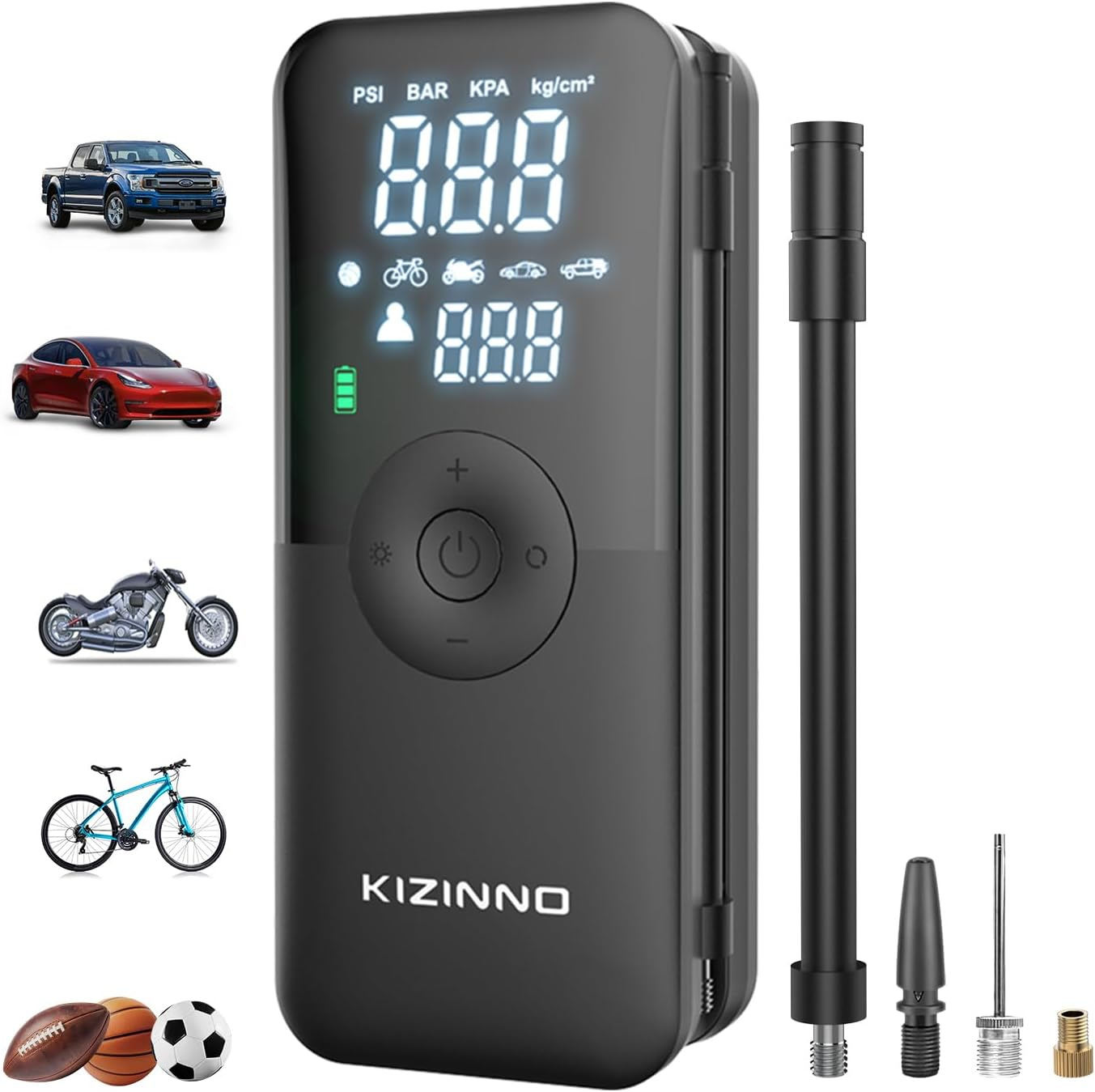 Tyre Inflator Portable Air Compressor - Faster Inflation 150PSI Cordless Portable Air Pump, Deflation Button, Digital Pressure Gauge, Tyre Inflator for Car, Bike, Motor and More(Black)