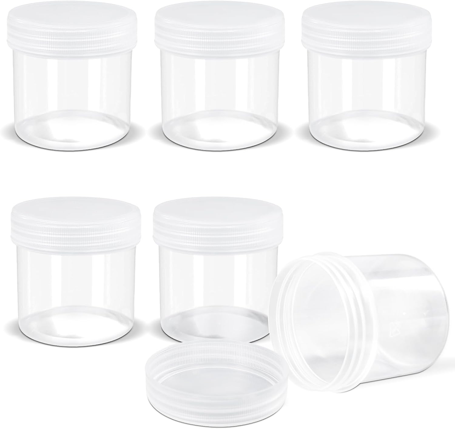 ASEVAT 6 Pack Airtight Plastic Jars, Leak-Proof Travel Size Jar | Refillable Cosmetic Containers for Creams, Lotions, Tsa-Approved Clear Jars with Secure Lids (Clear) image number 4