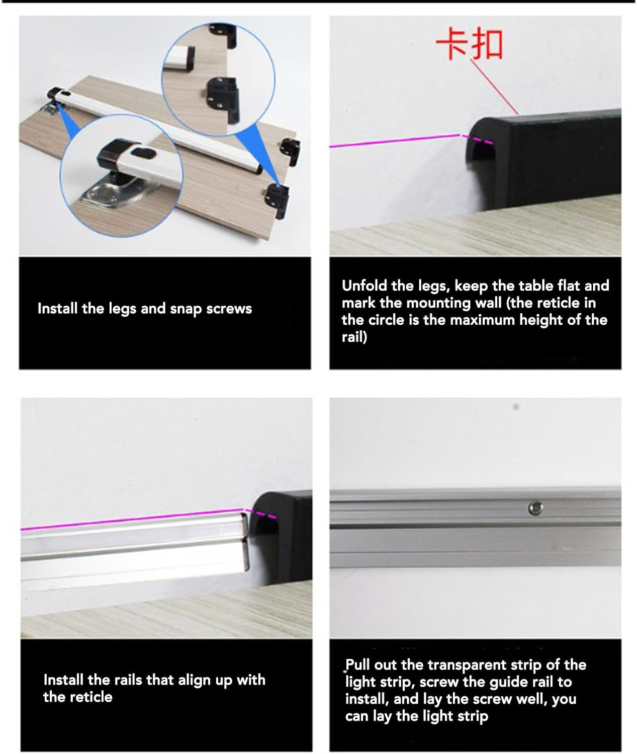 RV Foldable Table Leg, Aluminium Alloy Wall Mount Desktop Leg Stand for Dining Table Laptop Motorhome Vehicle Yachts Caravan Travel Camping with Guide Rail image number 1