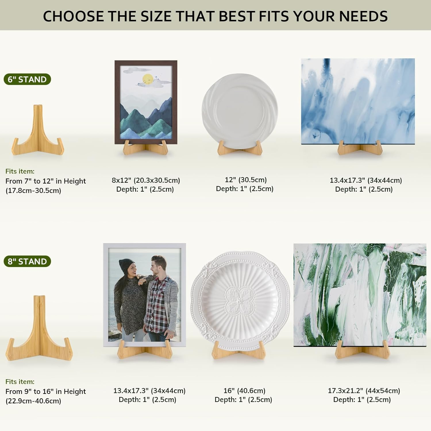 ANBOXIT Plate Stands for Display, 6 Inch Plate Holders for Displaying, Bamboo Picture Frame Holder for Tables, Tabletop Easels, Decorative Stand for Platter, Dish, Book, Photo and Plaque (1 Pack) image number 4