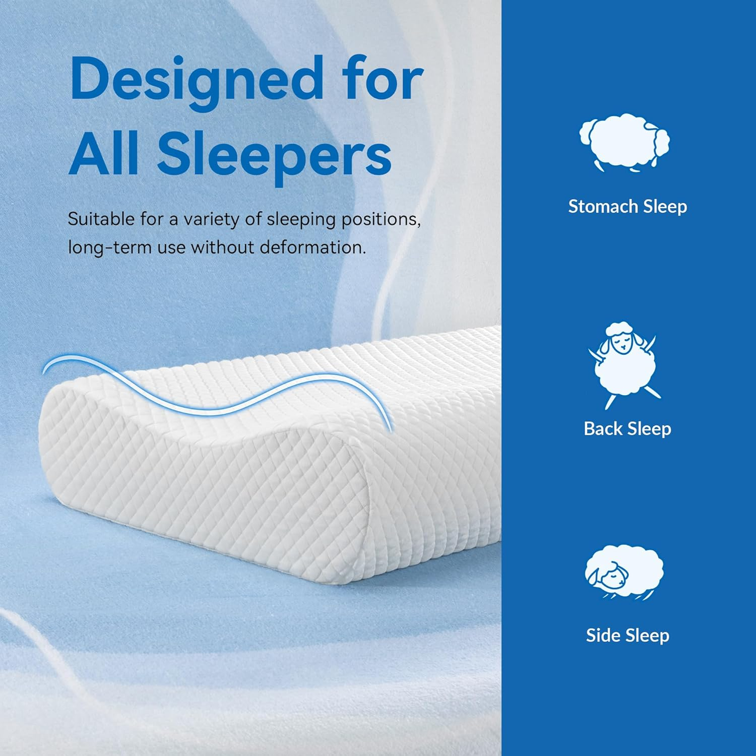 AM AEROMAX Queen Size Firm Contour Memory Foam Pillow, Cervical Pillow for Neck Pain Relief, Neck Orthopedic Sleeping Pillows for Side, Back and Stomach Sleepers. image number 4
