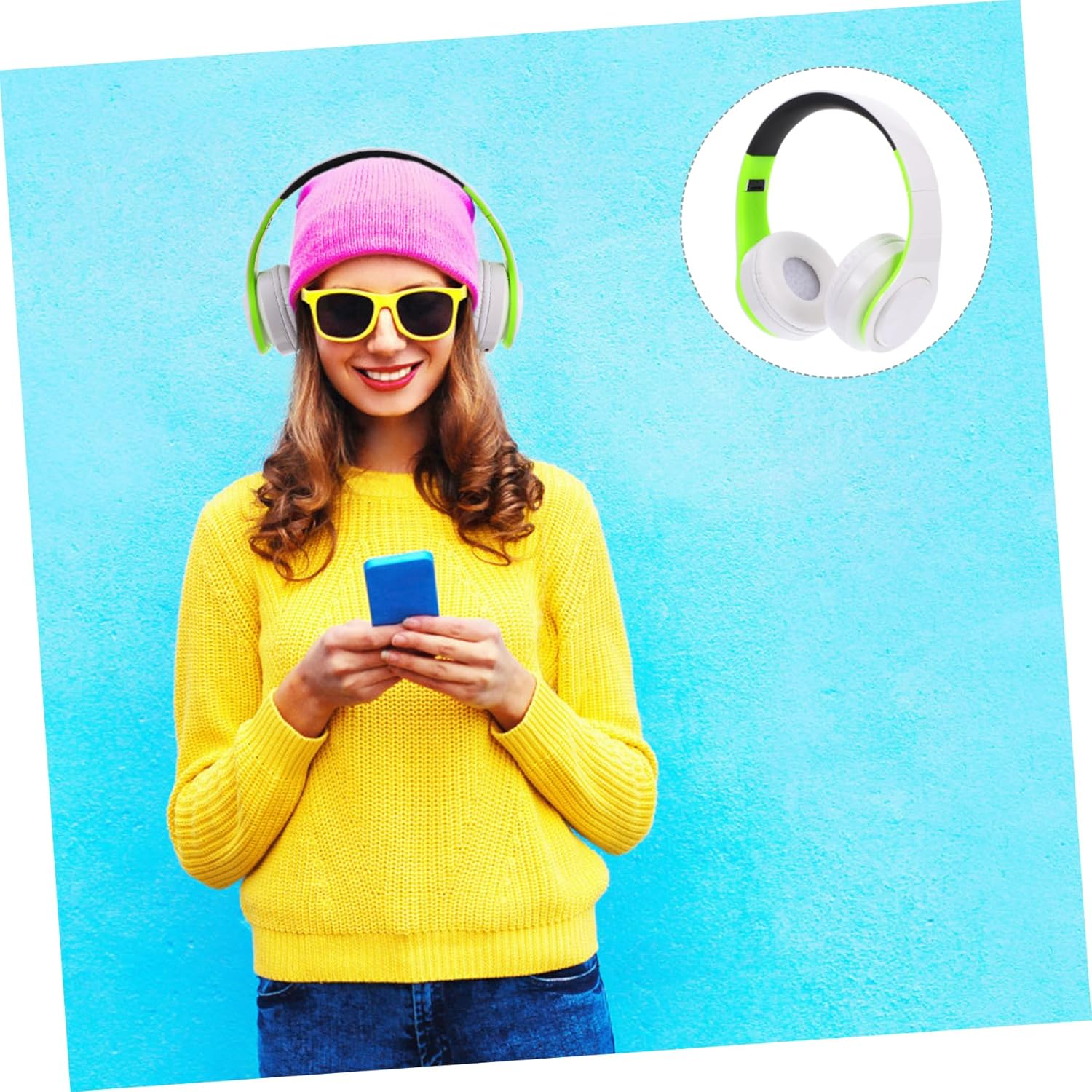 HOLIDYOYO Wireless Headset Adjustable Foldable Headphone over Ear Stereo Headphone for Gaming Listening Music at Home