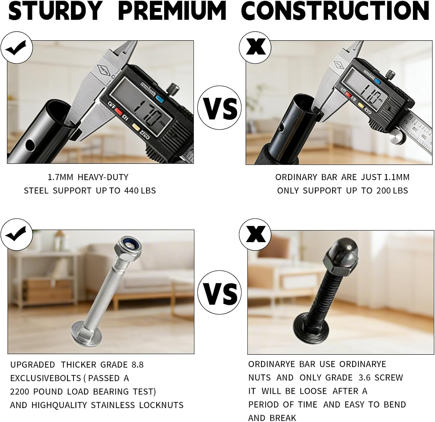 Pull up Bar for Doorway, Adjustable Width Locking, Stainless Steel Gym Equipment, Home Gym Portable, for Strengthening Exercises at Home or Gym image number 3