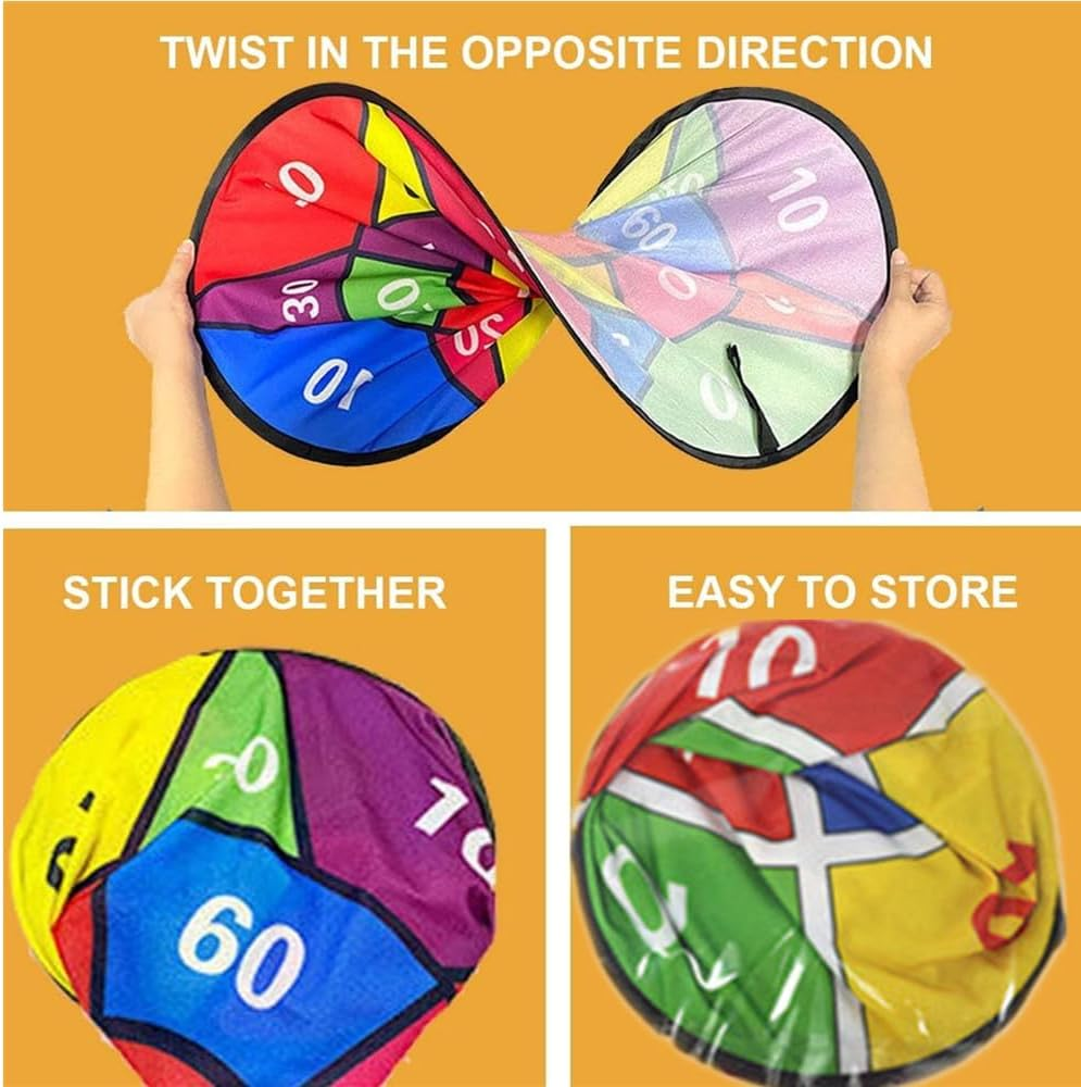 Large Dart Board Set,Dart Board for Kids with 12 Sticky Ball 6 Sticky Dart, Foldable Indoor Outdoor Party Safe Dart Game Toy Sports Gifts image number 4