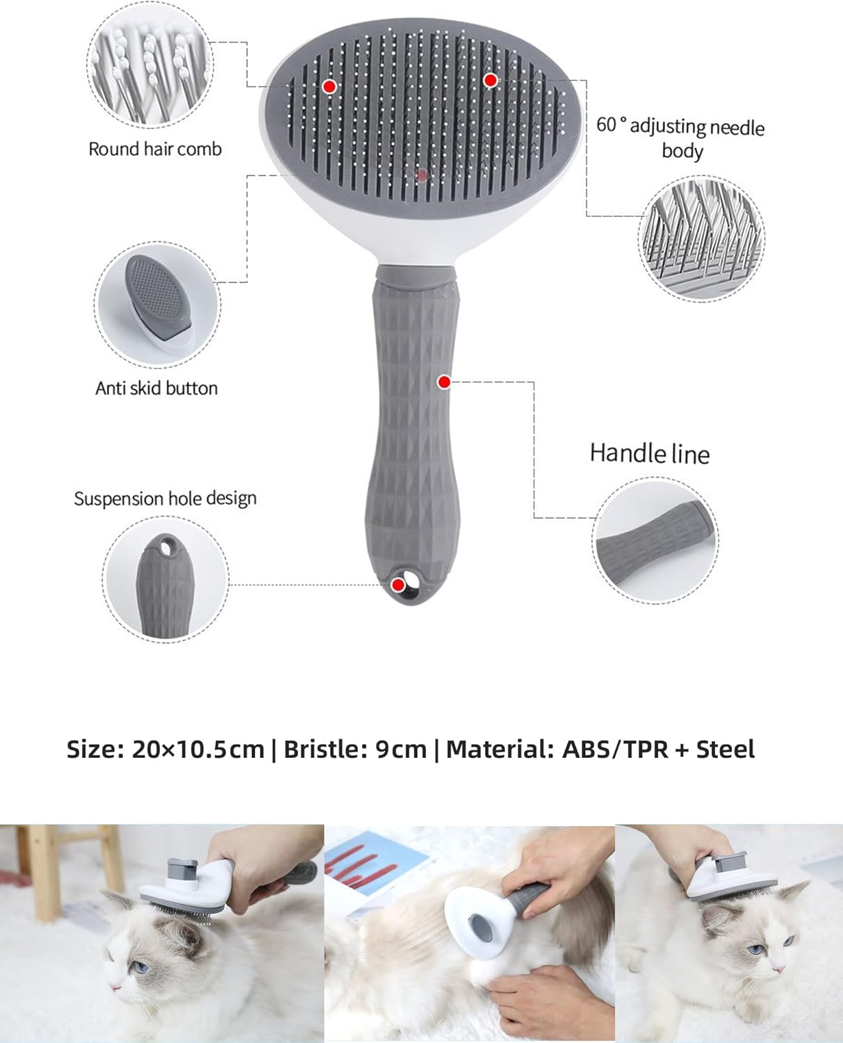 Pet Grooming Kit &ndash; Self-Cleaning Slicker Comb, Nail Clipper & File for Cats, Dogs & Rabbits