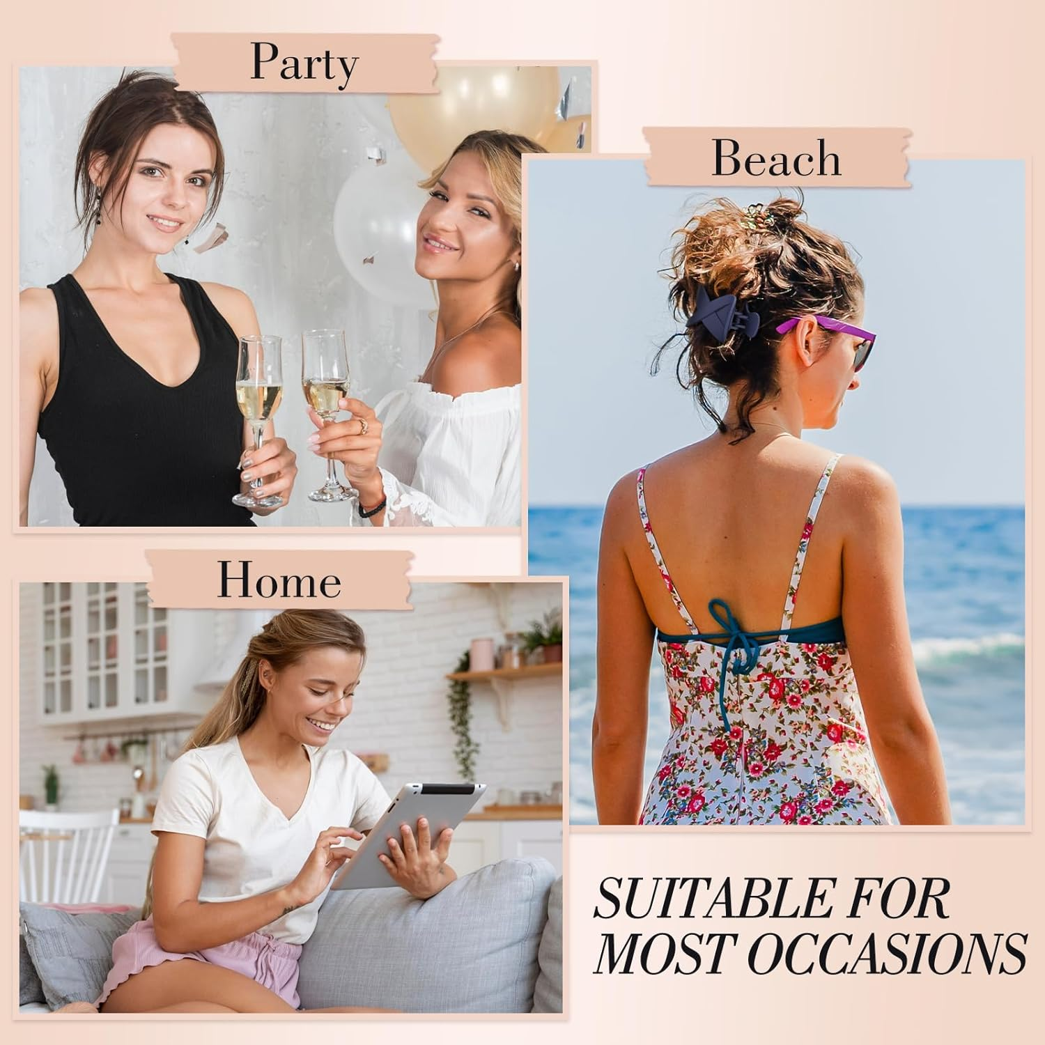 8 PCS Flat Hair Clips, French Flat Claw Clips Hair Claws for Women Girls Thin Hair image number 4