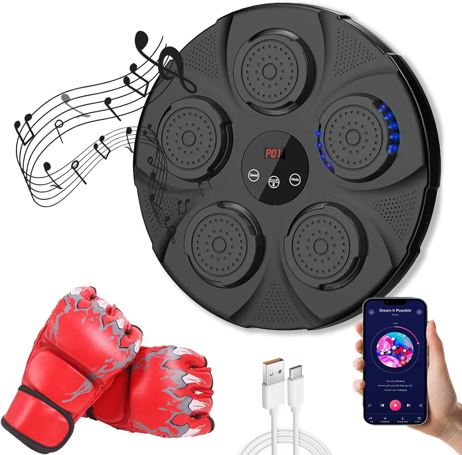 Smart Music Boxing Machine Wall Mounted Electronic Boxing Training Equipment Boxing Training Punching Equipment, Home Workout Boxing Target Machine for Men and Women