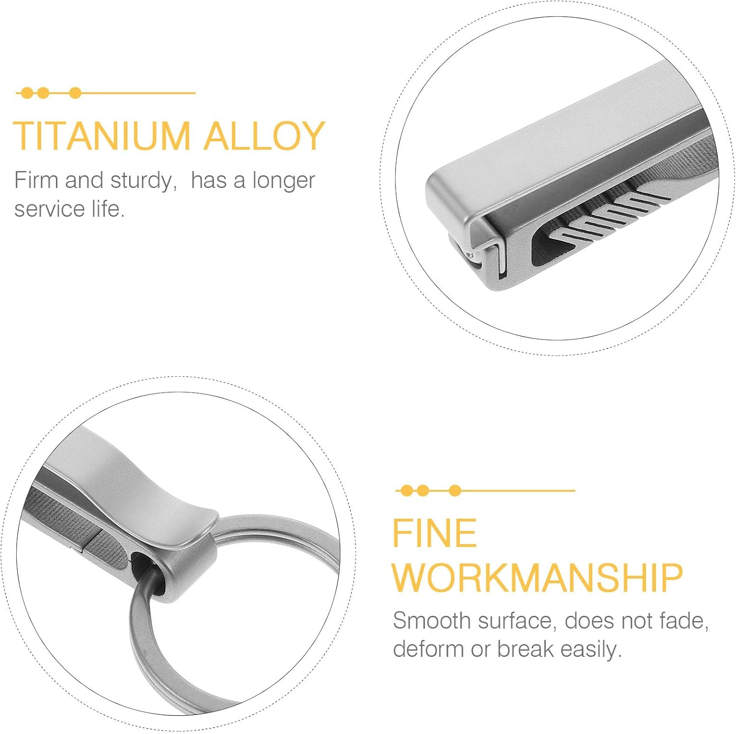 ULTECHNOVO Titanium Keychain Carabiner Clip Double-Sided Use Lightweight Rust-Resistant Key Ring with High Elastic Spring Suitable for Belt, Pants, and Bag Accessories image number 4