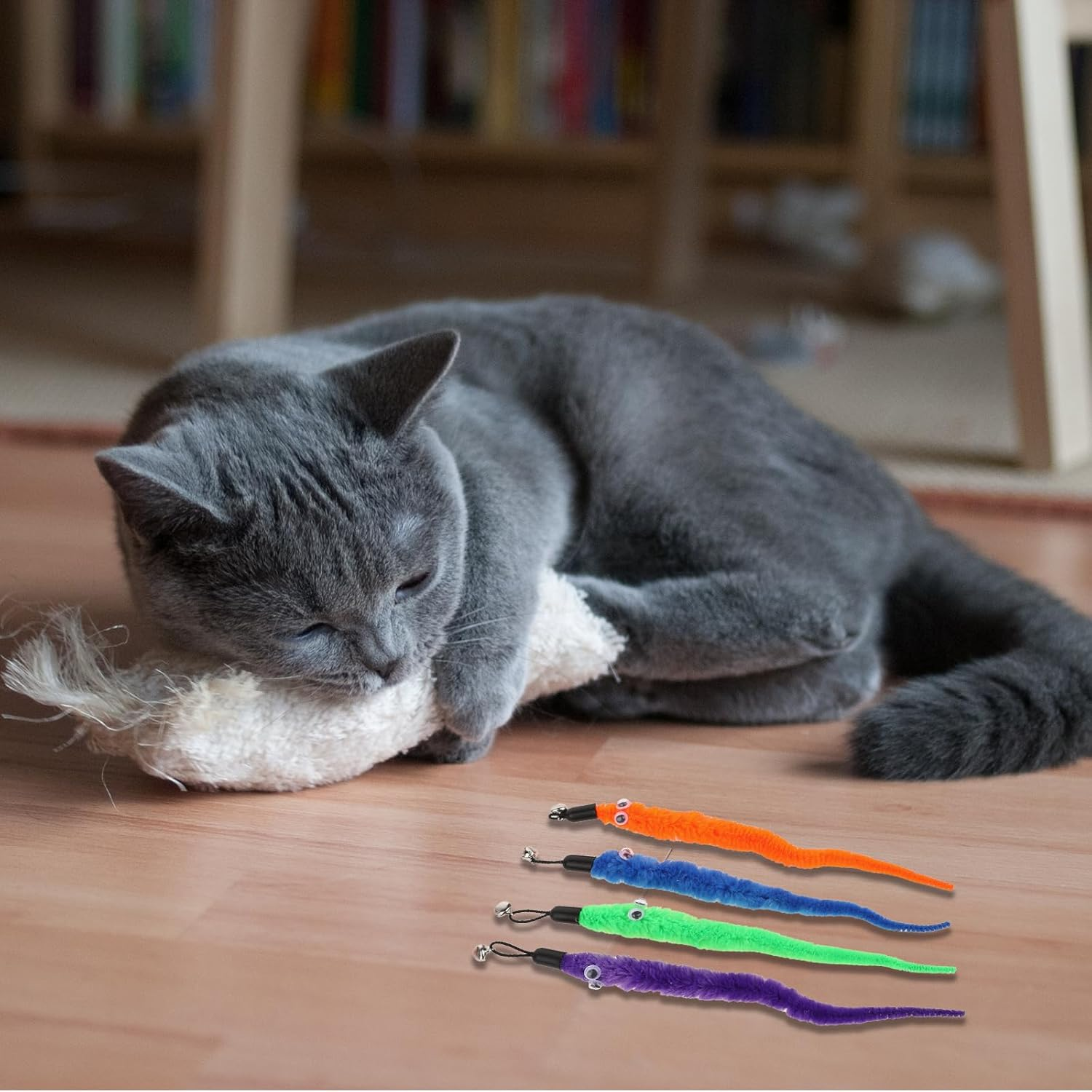 Vin Beauty Cat Wand Attachments 12 Pcs Cat Worm Toy Refills for Cats, All Breed Sizes, Indoor Use image number 5