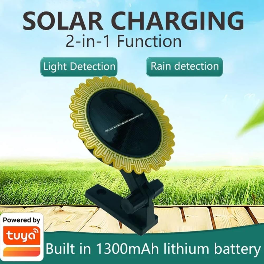 Daiilg Tuya Smart Zigbee Rain Sensor with Light Detector Solar Operated IPX6 Waterproof Rain Detector Remote Control image number 2