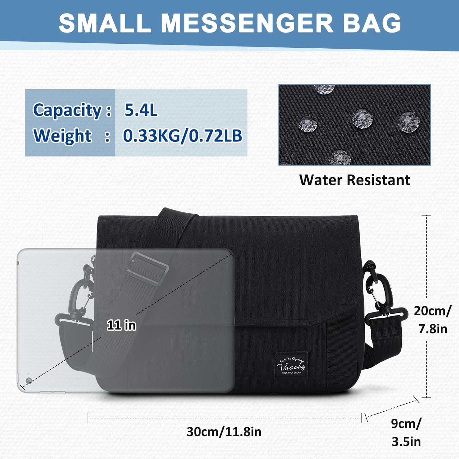 Lightweight Messenger Bag for Men,Vaschy Medium Classic Crossbody Flap Casual Satchel Shoulder Courier Bag - Gray image number 3