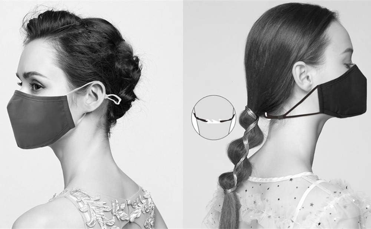 2 Pack Reusable Face Masks with 4 Filters, Cotton Washable Face Mask with 5-Layer Activated Carbon Filters and Adjustable Straps/Fits Most Adults-Black image number 1