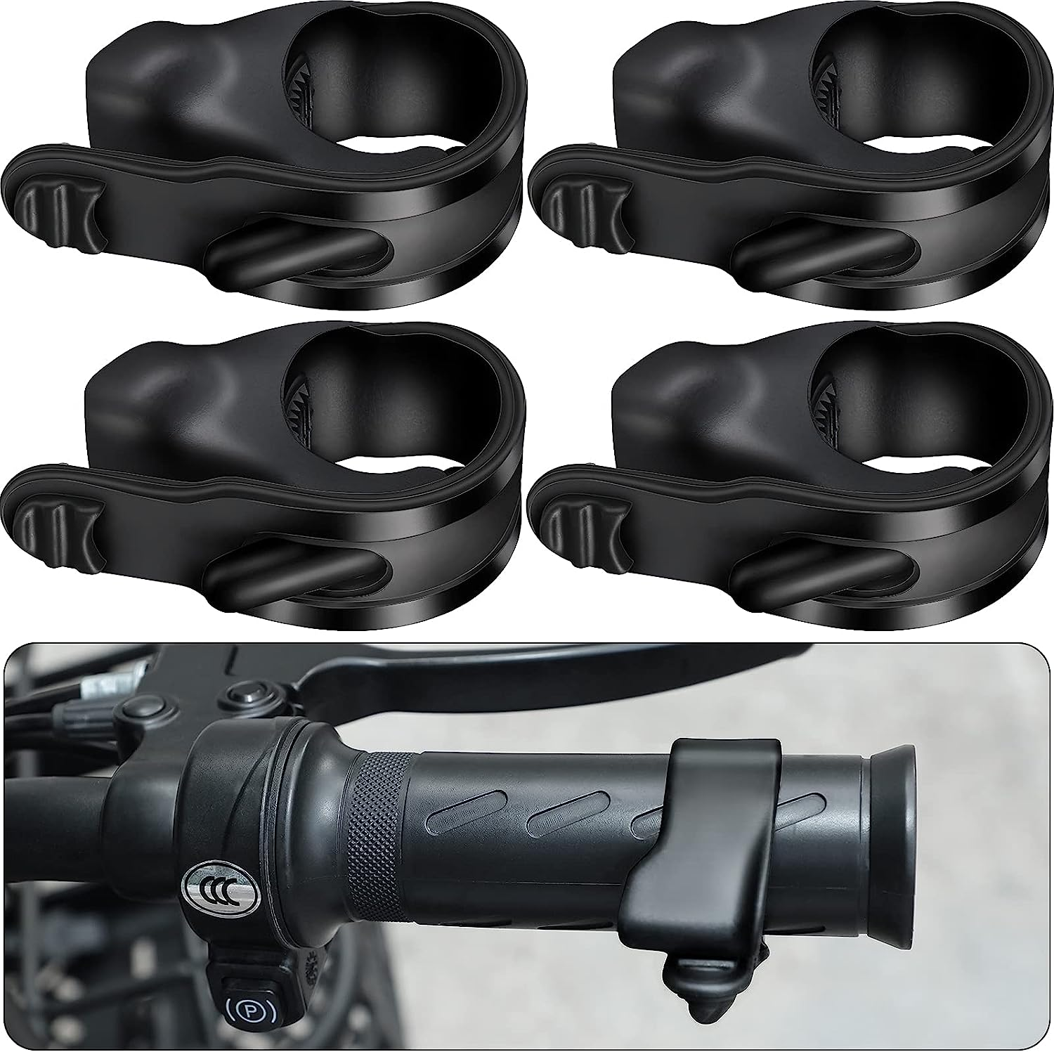 Frienda 4Pcs ABS Motorcycle Throttle Holder Cruise Assist Control Grip Handlebar Black Plastic Universal Compatible with Motorcycle Scooter Electric Bike Motorbike Throttle Grip image number 6