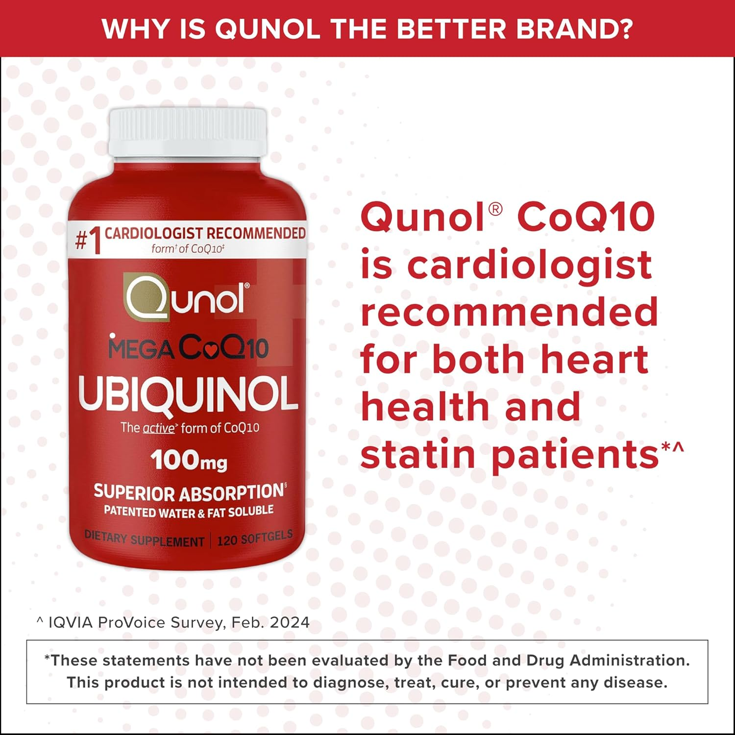 Qunol Mega Ubiquinol 100Mg Coq10, Superior Absorption, Patented Water and Fat Soluble Natural Supplement Form of Coenzyme Q10, Antioxidant for Heart Health, 100 Count Softgels. image number 6