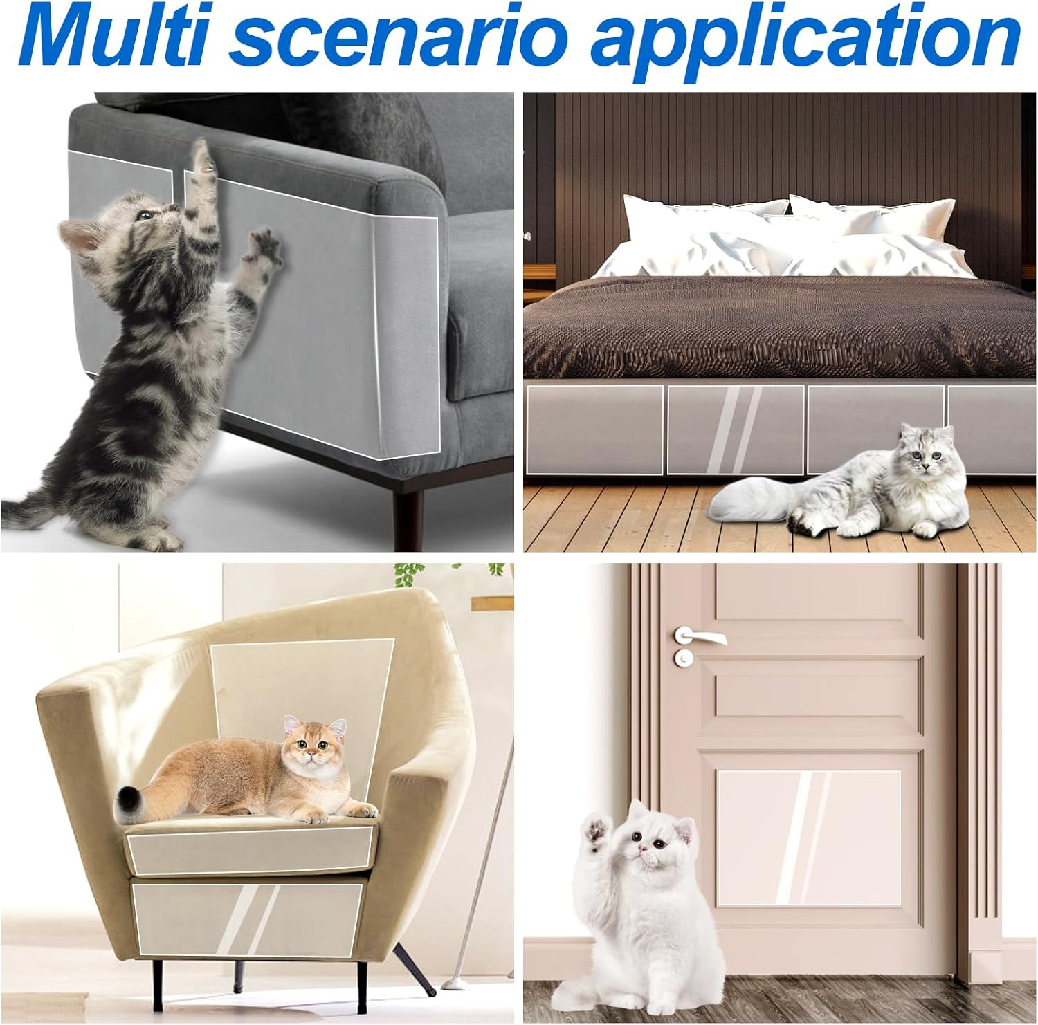 Cat Scratch Protection, Pack of 12 Sofa Scratch Protection Pad with Self-Adhesive Cat Scratch Protection Film, Double-Sided Scratch Pads for Cats for Sofa, Furniture, Door, Scratch Protection