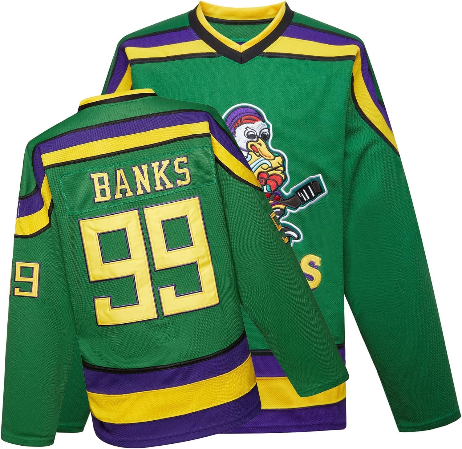 99 Banks Mighty Ducks Movie Youth Ice Hockey Jersey for Kids Green Small image number 3