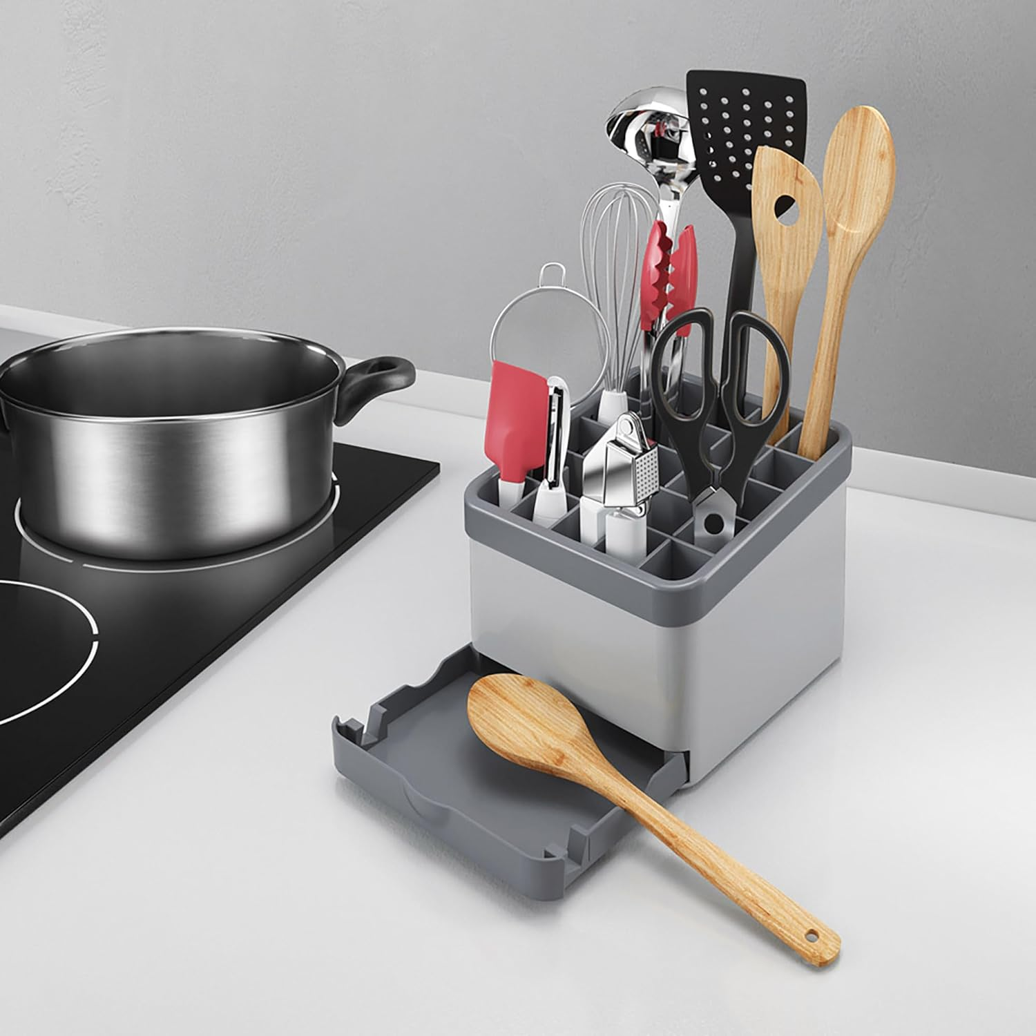 Metaltex Utiltex 230020000 Kitchen Utensil Organiser, Plastic, Grey image number 3