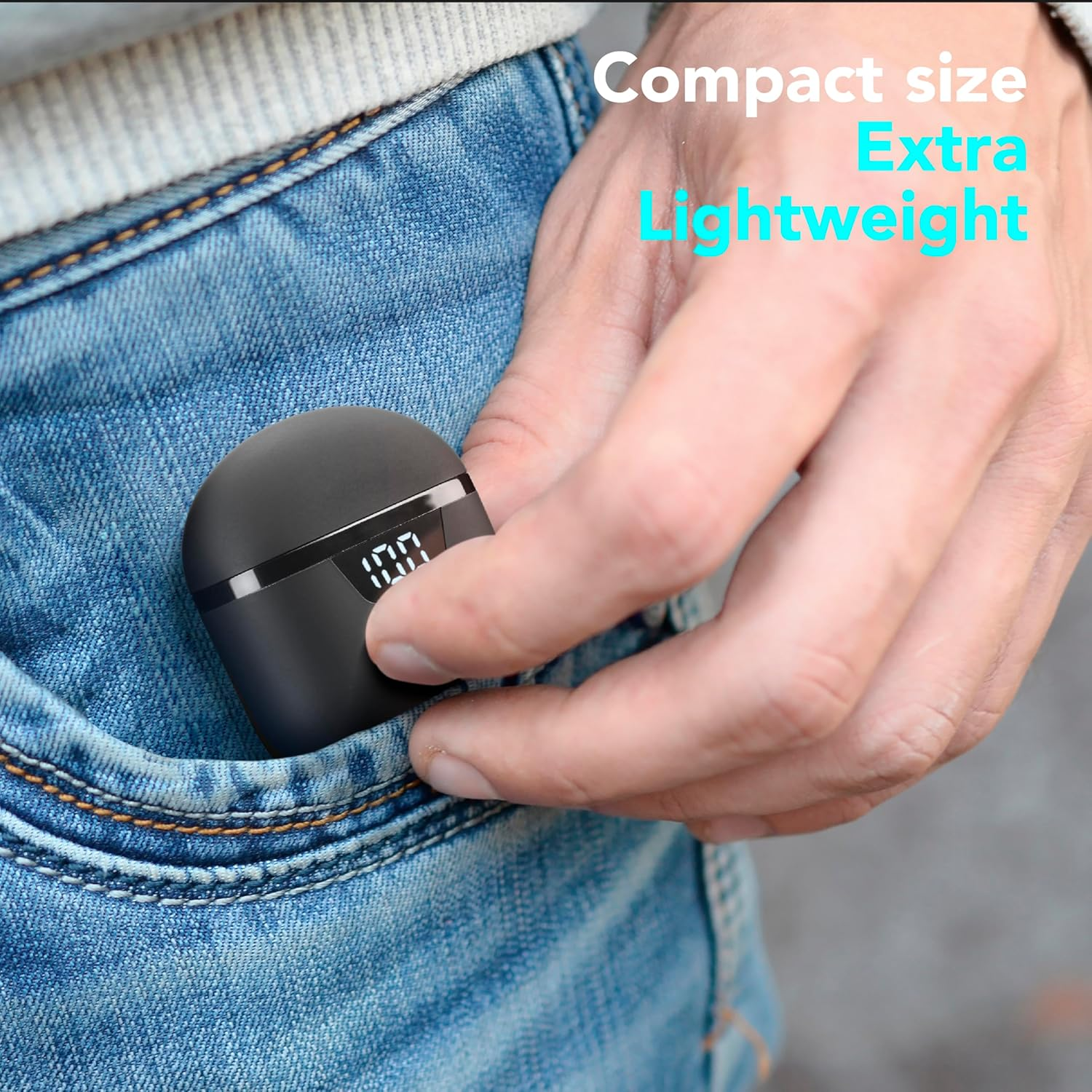 Cellularline | Seek PRO | Wireless Earbuds with Charging Case - Fast Charging: 45 Minutes - LED Display: Remaining Charge Indicator - Playtime: 15 Hours - Black image number 5