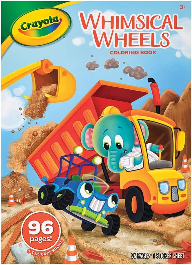 Crayola 96Pg Whimsical Wheels Coloring Book, Activity Pages Featuring Kids' Favourite Characters, Includes Stickers for Extra Fun (Pack of 3) image number 1