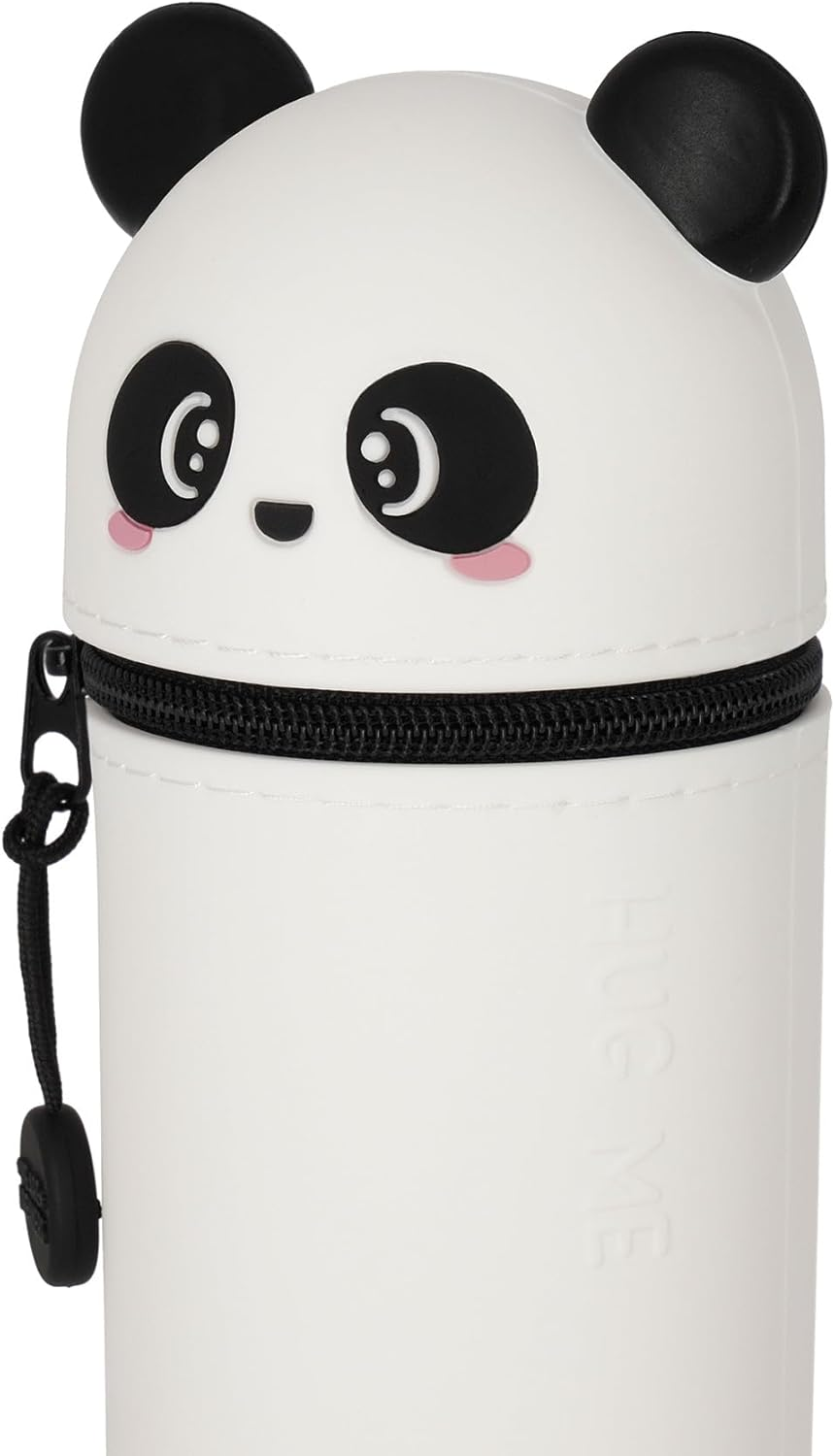 Legami - 2-In-1 Soft Silicone Case - Kawaii Table Pen Holder, Zipper, Silicone, Pen Bag, Colouring Pencils Marker, H 18.5 Cm, Panda, Kawaii