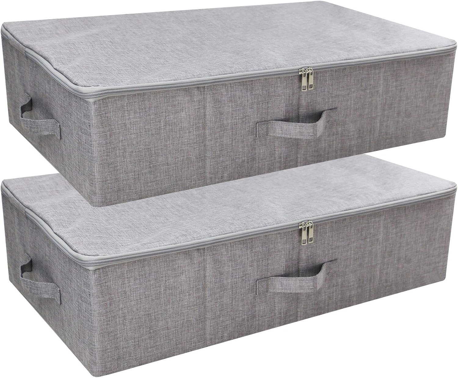 Iwill CREATE PRO Pack of 2, Folding Zip Lidded under Bed Storage Boxes, Good for Shoes, Duvets, Clothes,Toys Organiser, Light Gray