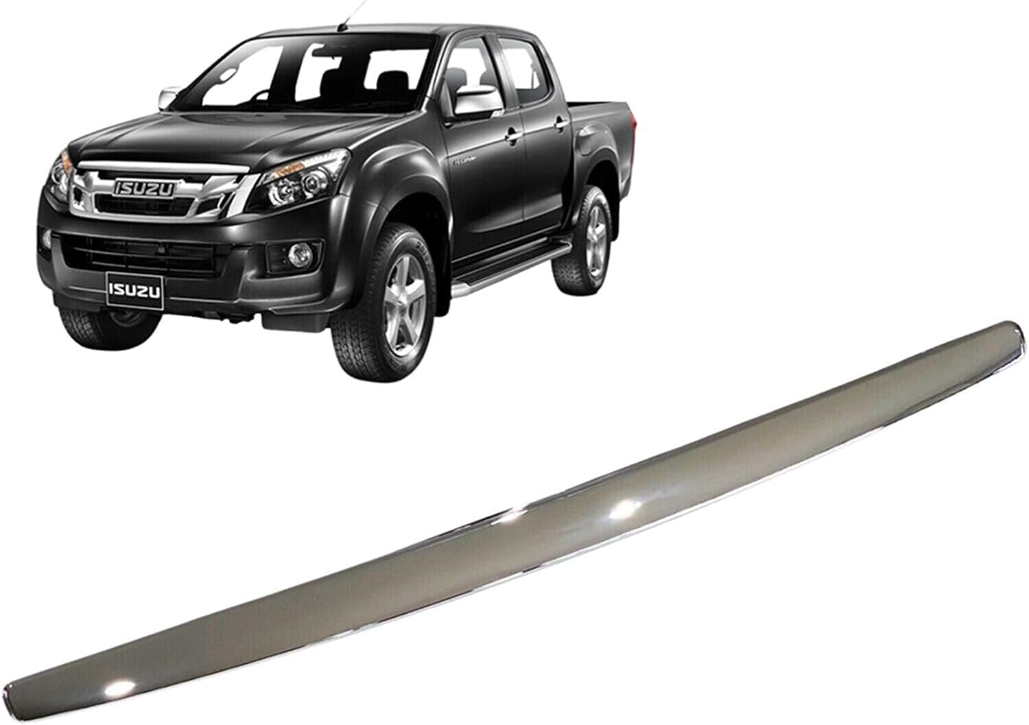 Car Chrome Front Bonnet Hood Trim Line for ISUZU D-Max Dmax & MU-X 2012-2016 ABS 92Cmx5.5Cm (Silver) image number 1