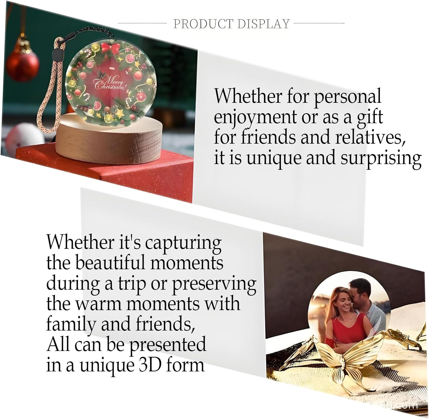 3D Memory Orb Ball Video Player - Upload Videos & Photos, 70Mm Crystal Sphere with 3D Effect, Rechargeable Digital Display for Anniversary, Birthday Gift (White) image number 2