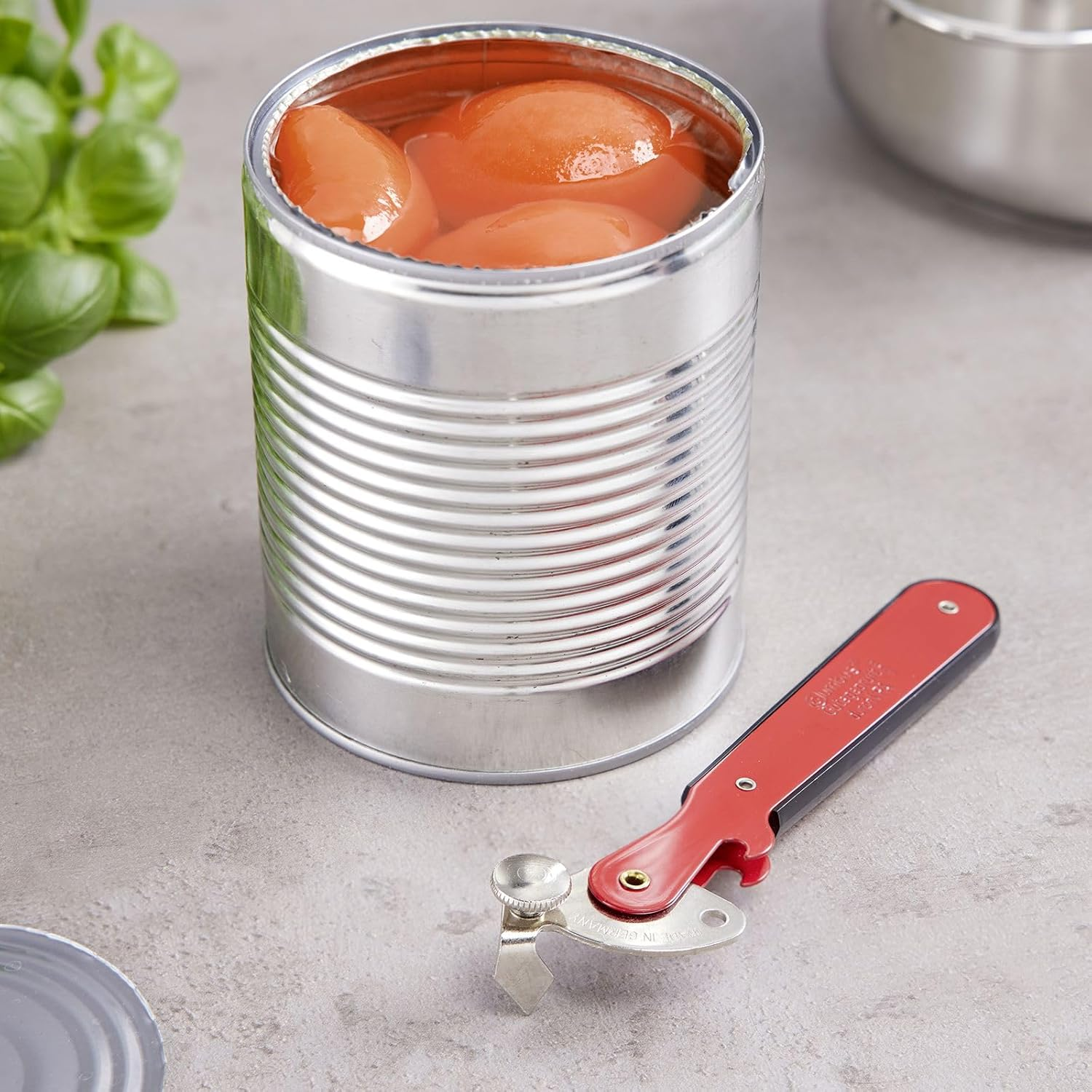 Westmark Columbus Lever Can Opener - Slim Can Opener with Bottle Opener Ideal for Opening Cans and Bottles - Red, 1025227R image number 6