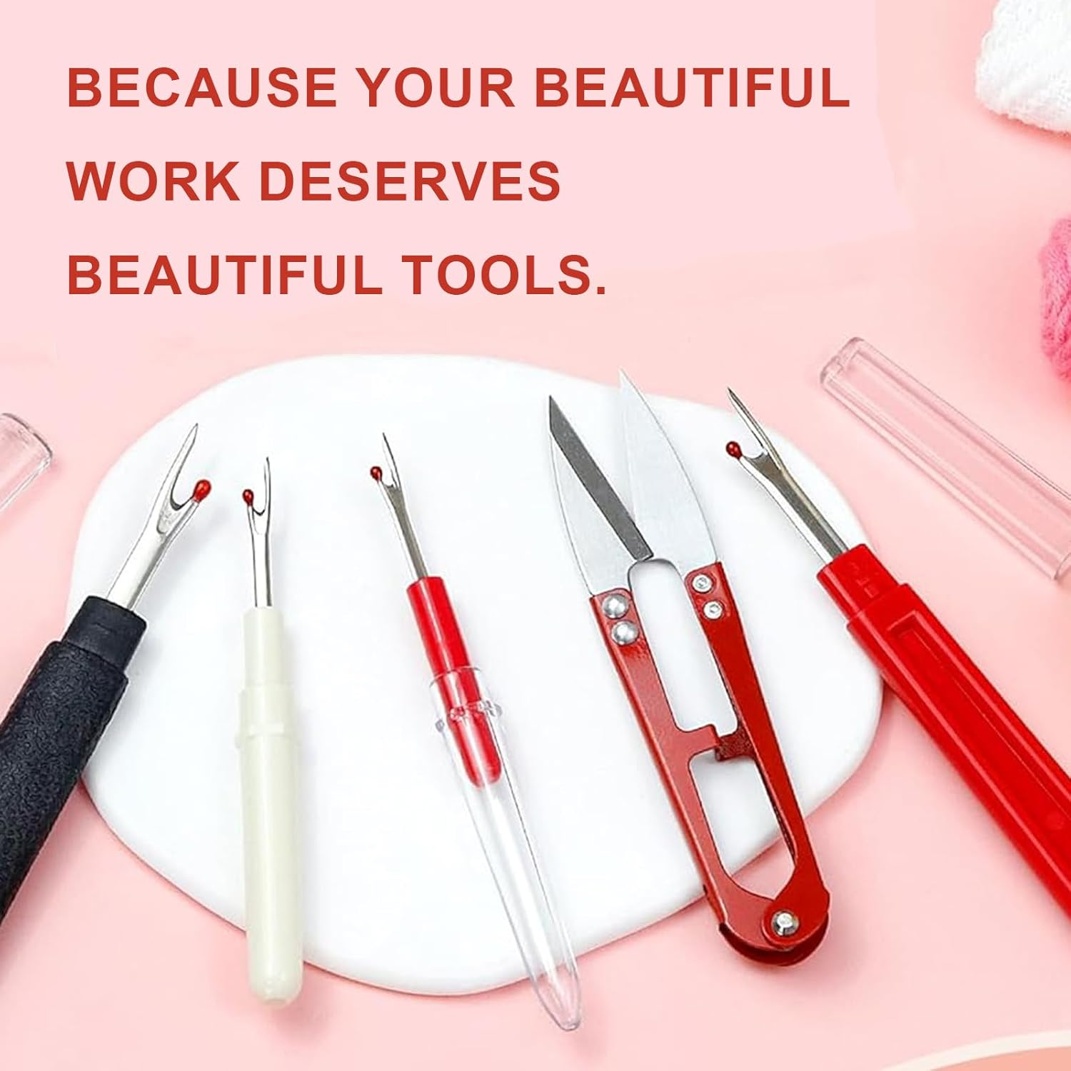 5 Pieces Seam Rippers for Sewing &ndash; 2 Big and 2 Small Stitch Remover Tools, Seam Ripper and Thread Remover Kit, Embroidery Removal Tool with Thread Snips image number 2