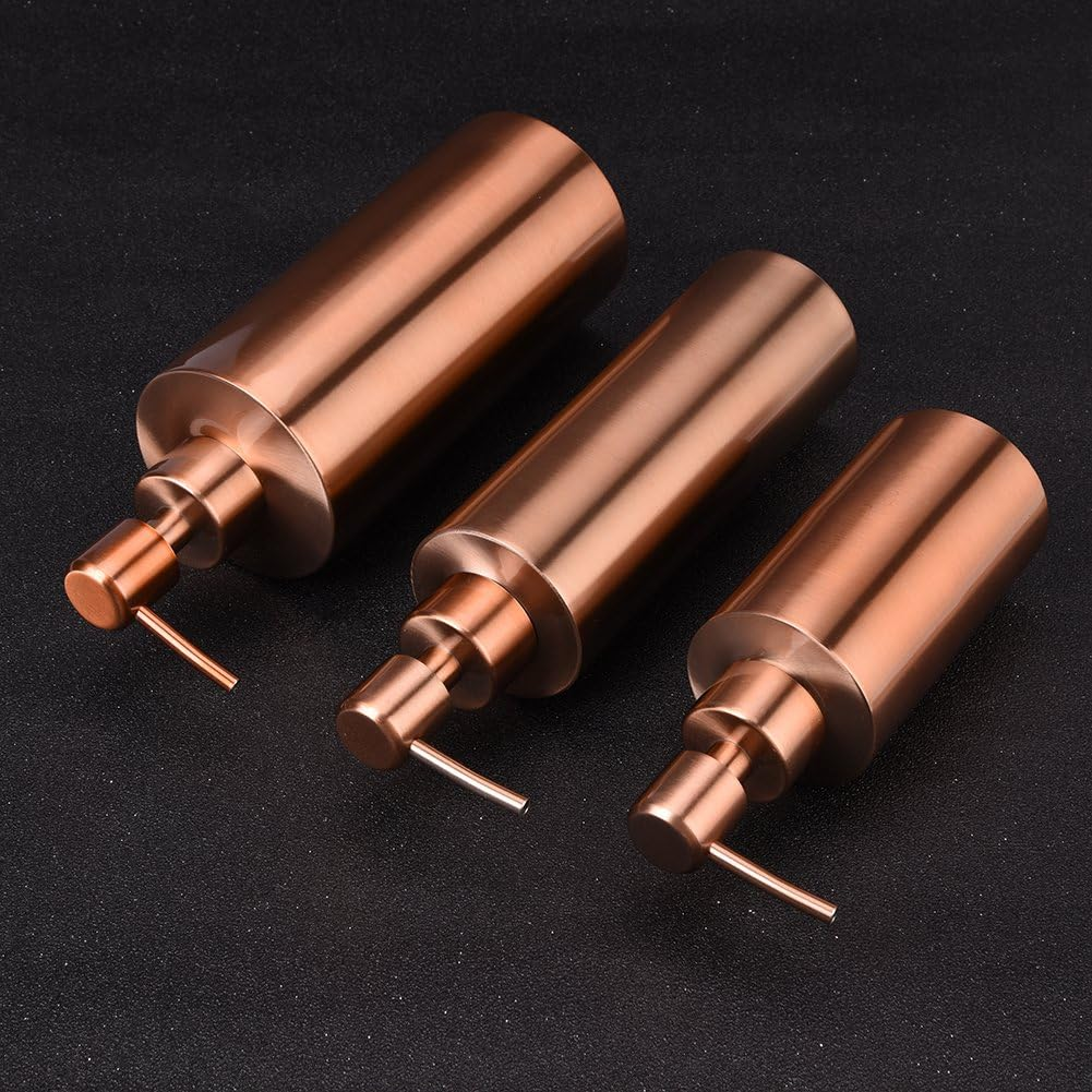 Stainless Steel Dispenser, Rose Gold Hand Pump Liquid Dispenser Lotion Detergent Bottle Kitchen Bathroom Countertop(550Ml) image number 2