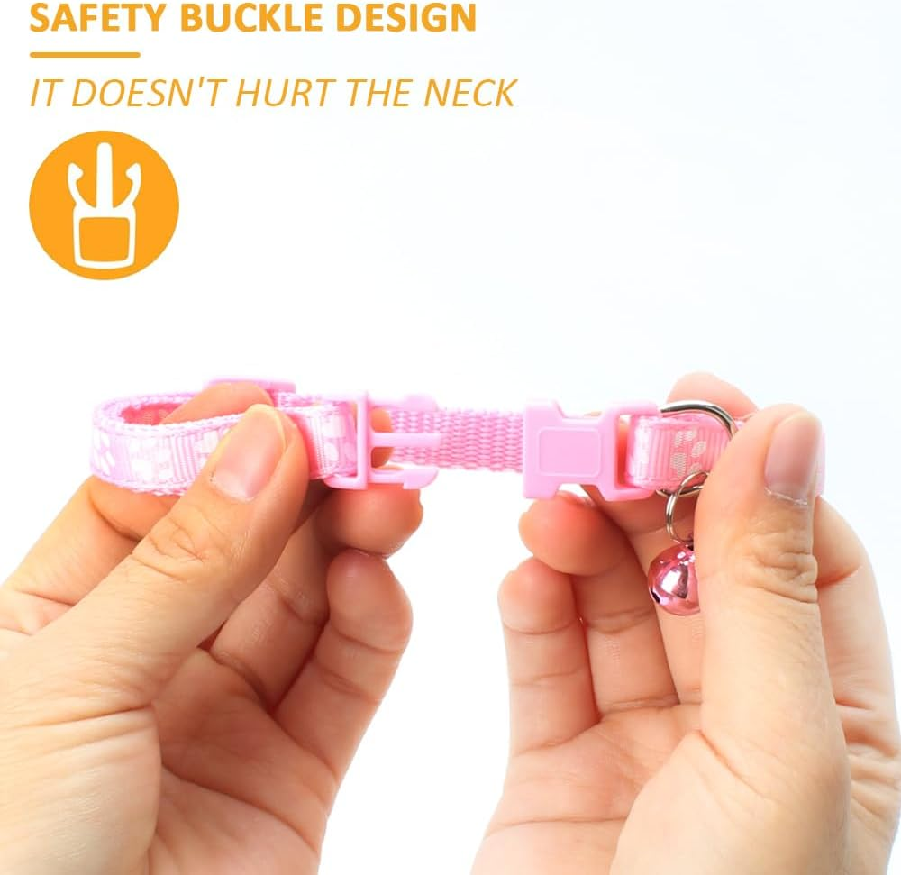 Cat Collar with Bell, Breakaway Grid Collar with Plastic Buckle, Light Adjustable, Nylon, Kitty Collars image number 5