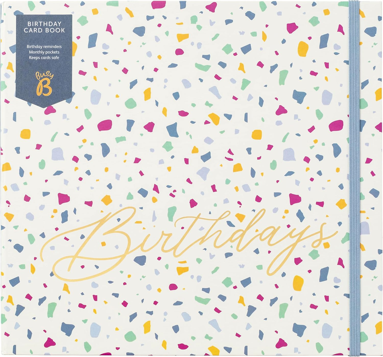 Busy B Pink Daisies Birthday Card Book - 13 Storage Pocket File for Storing Greetings Cards with Birthday Reminders, Monthly Pockets and Anniversary Chart - FSC&reg; Certified