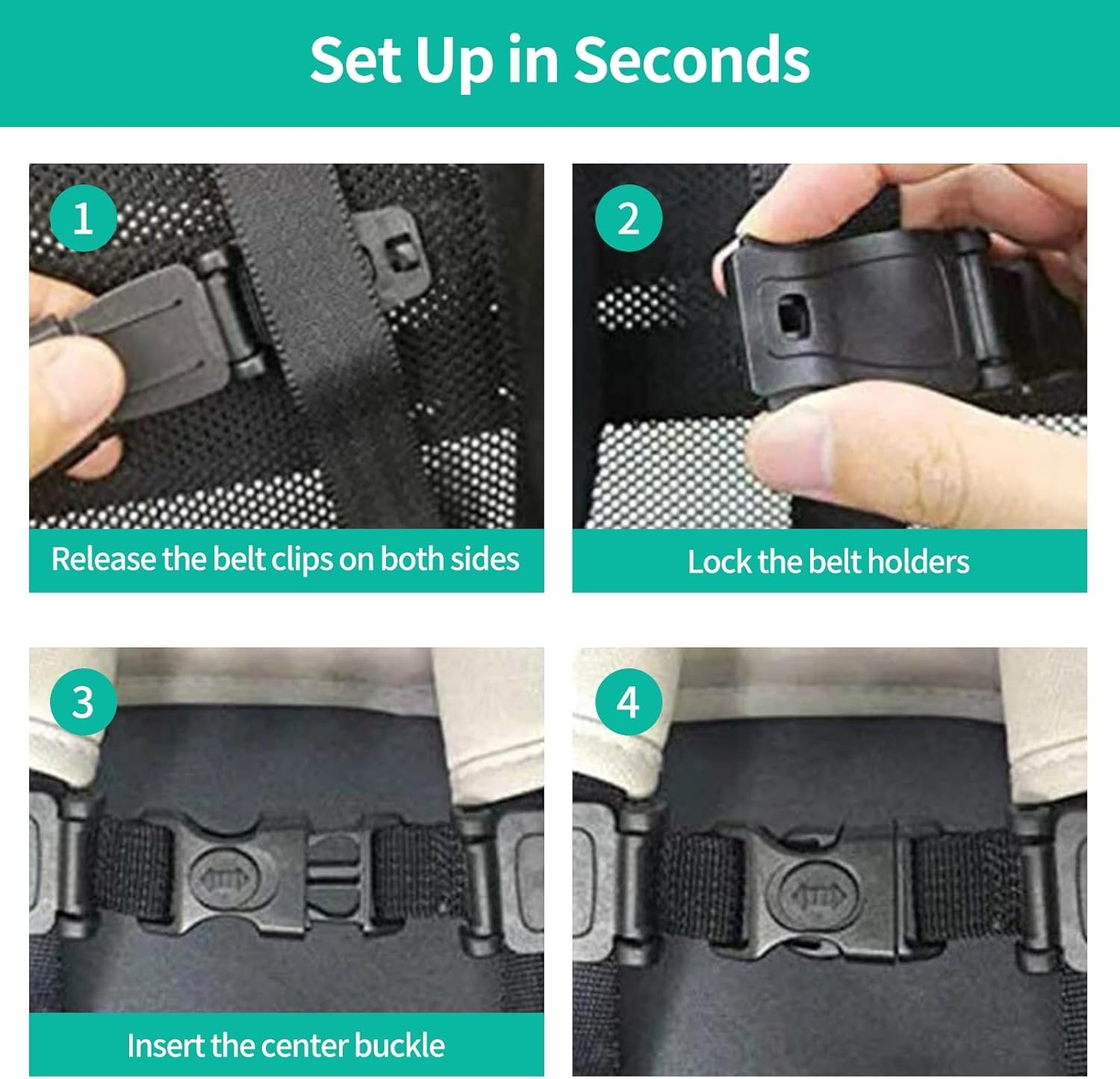 ONBPIY Baby Car Safety Seat Strap Clip Harness Chest Belt Black Compatible with Car Seats Strollers High Chairs for Secure Fit