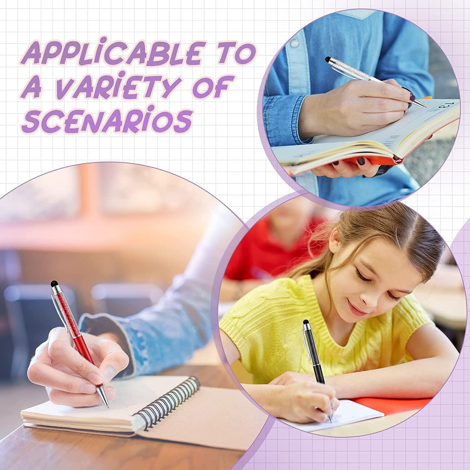 40Pcs Crystal Ballpoint Pen Bulk Shiny 2 in 1 Slim Crystal Diamond Screen Stylus Black Gel Ink Ballpoint Glitter Pen image number 4