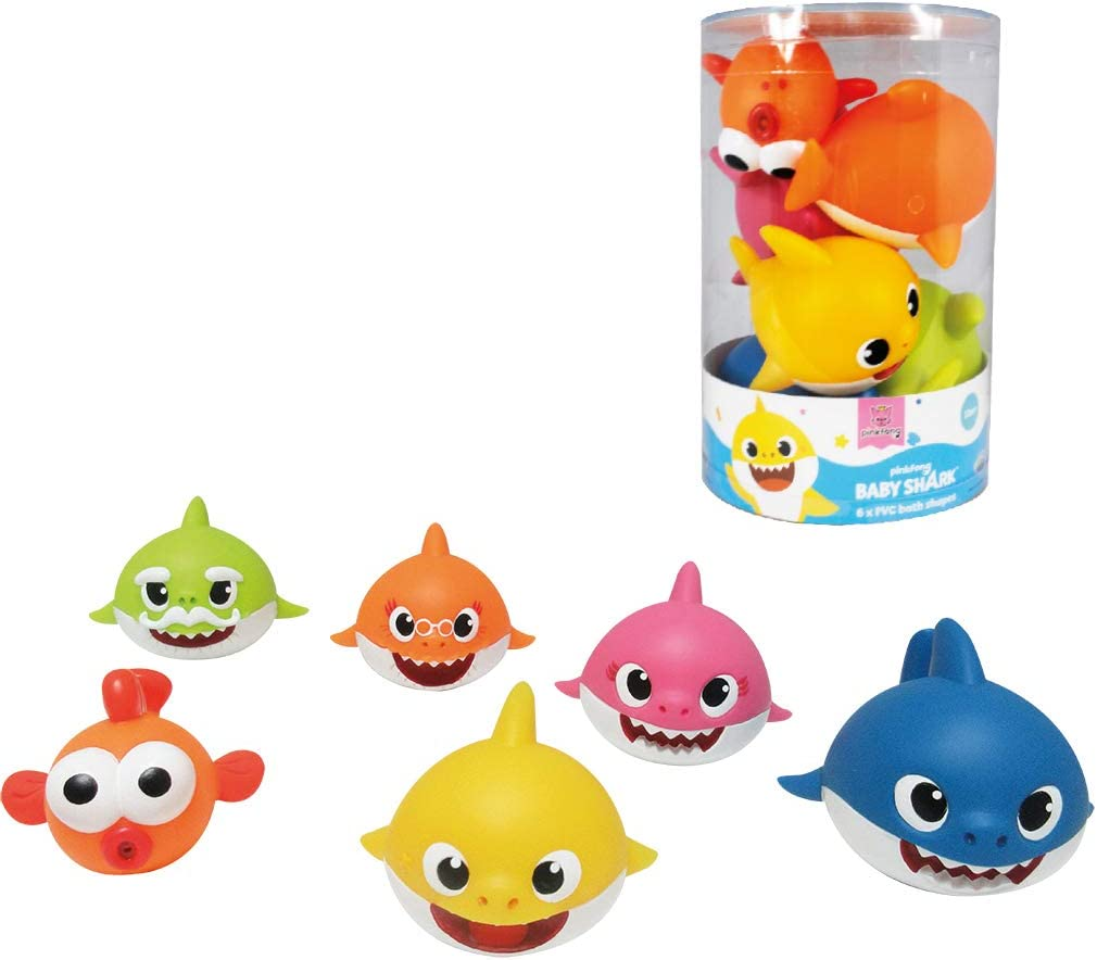 ODS 48821 Baby Shark Set of 6 Soft Bath Sharks, Multi-Colour image number 3