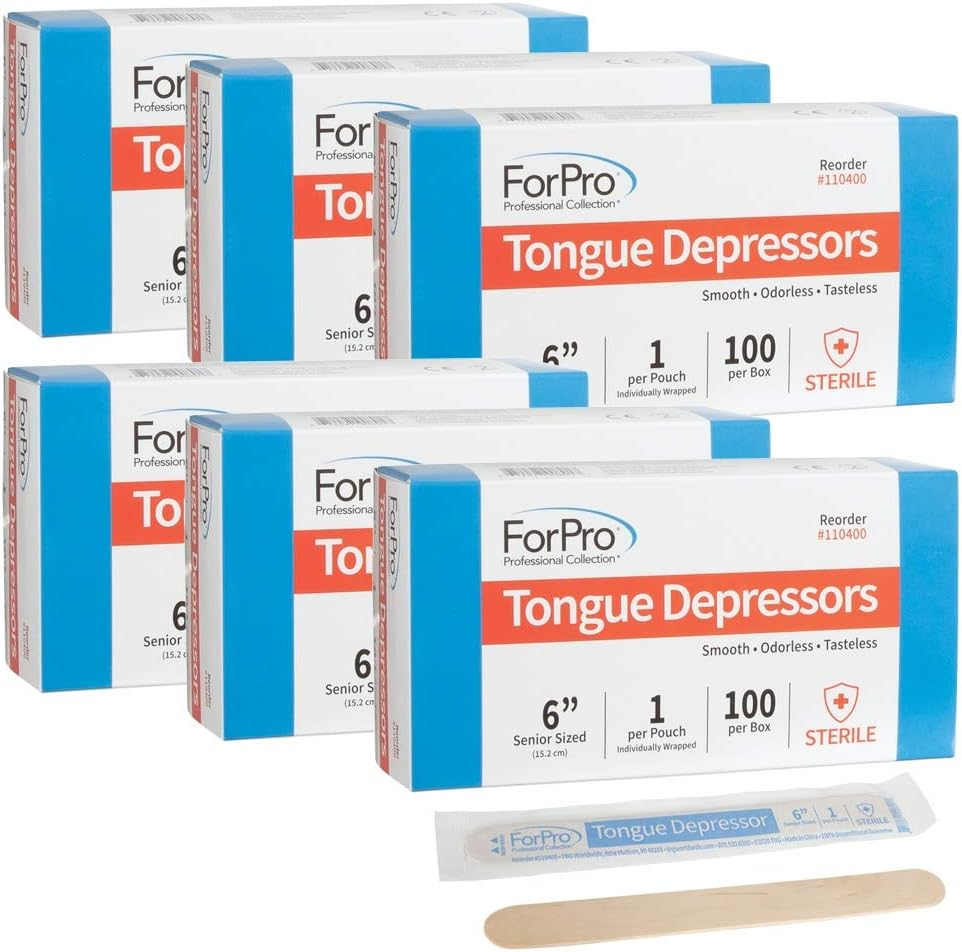 Forpro Professional Collection Senior Tongue Depressors, Large Wax Applicator Sticks, 6" Senior Sized, Sterile, Individually-Wrapped, 100-Count" image number 2