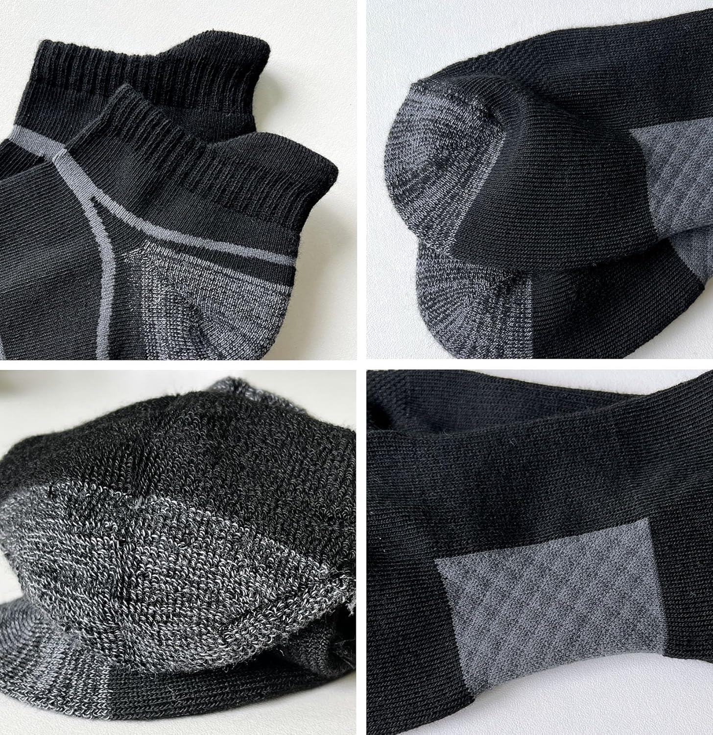 Mens Ankle Socks Anti-Blister Cushioned Athletic Running Socks with Arch Support 5 Pairs - White 5 Pairs image number 5