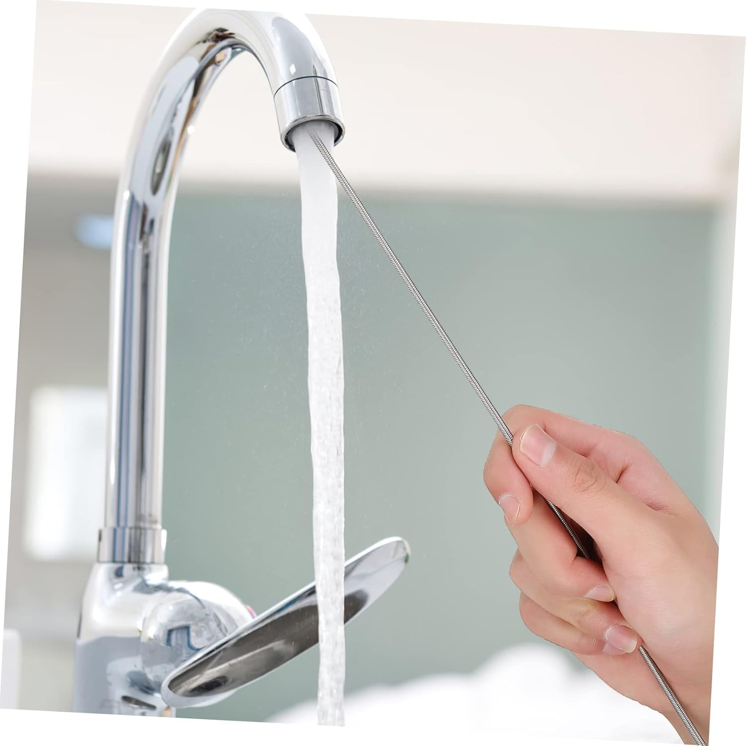 Healvian 2Pcs Drain Unclogger Tools Long Wire Flexible Tube Baseboard Crevice Brush for Kitchen Drain Cleaning image number 3