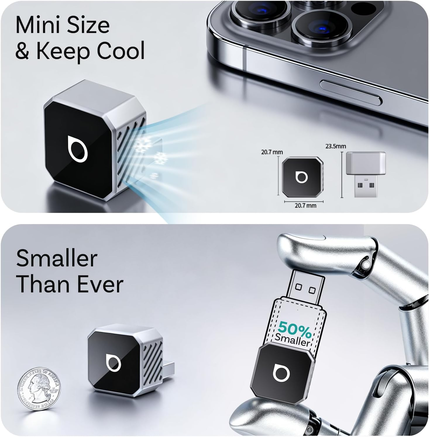 OTTOCAST Mini Pot 2025 2-In-1 Wireless Carplay & Android Auto 2-In-1 Adapter, Plug & Play, 5Ghz Wifi, Auto Connect for Iphone & Android, Fits 98%+ OEM Wired Carplay Cars image number 2