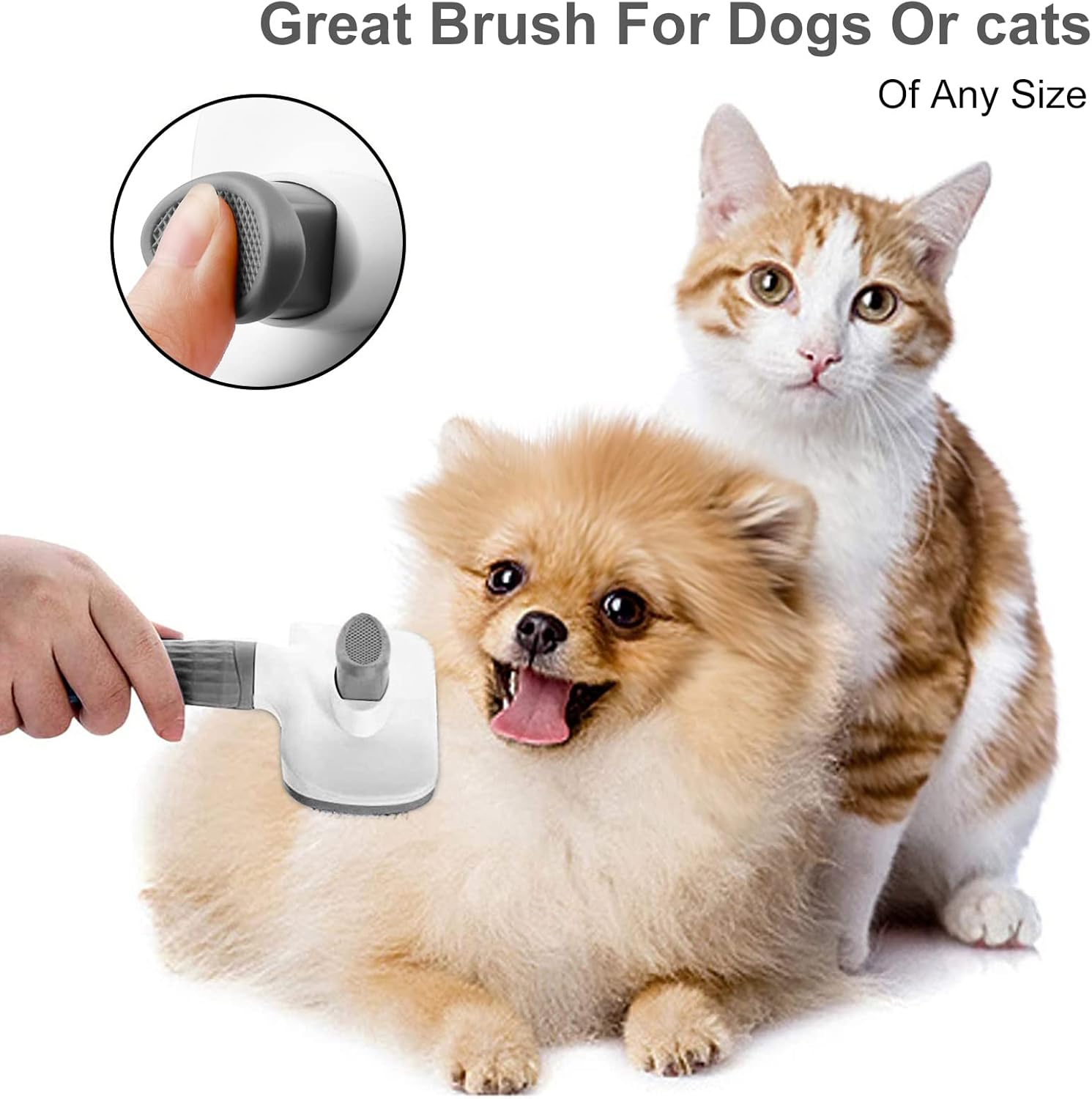 Dog Brush Cat Brush Grooming Comb,Self Cleaning Cat Dog Slicker Brushes with Smooth Handle,Pet Grooming Tool with Cleaning Button for Cat Dog Shedding Tools Cat Dog Massage Clean Tangled Brush image number 4