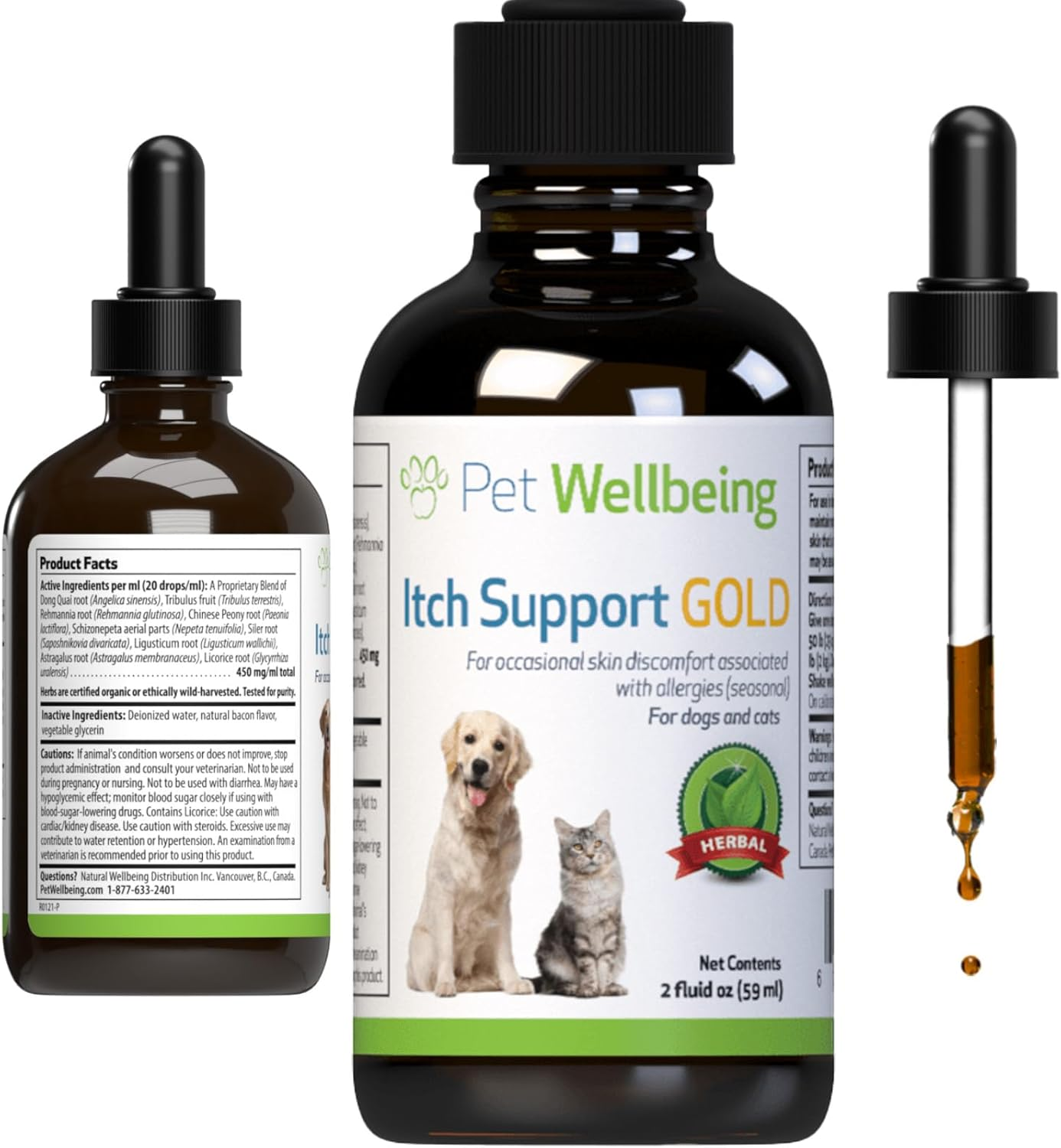 Pet Wellbeing Itch Support Gold for Dogs - Occasional Itching, Scratching, and Hot Spots, Environmental and Seasonal Allergies, Dong Quai - Veterinarian-Formulated Herbal Supplement 2 Oz (59 Ml) image number 3