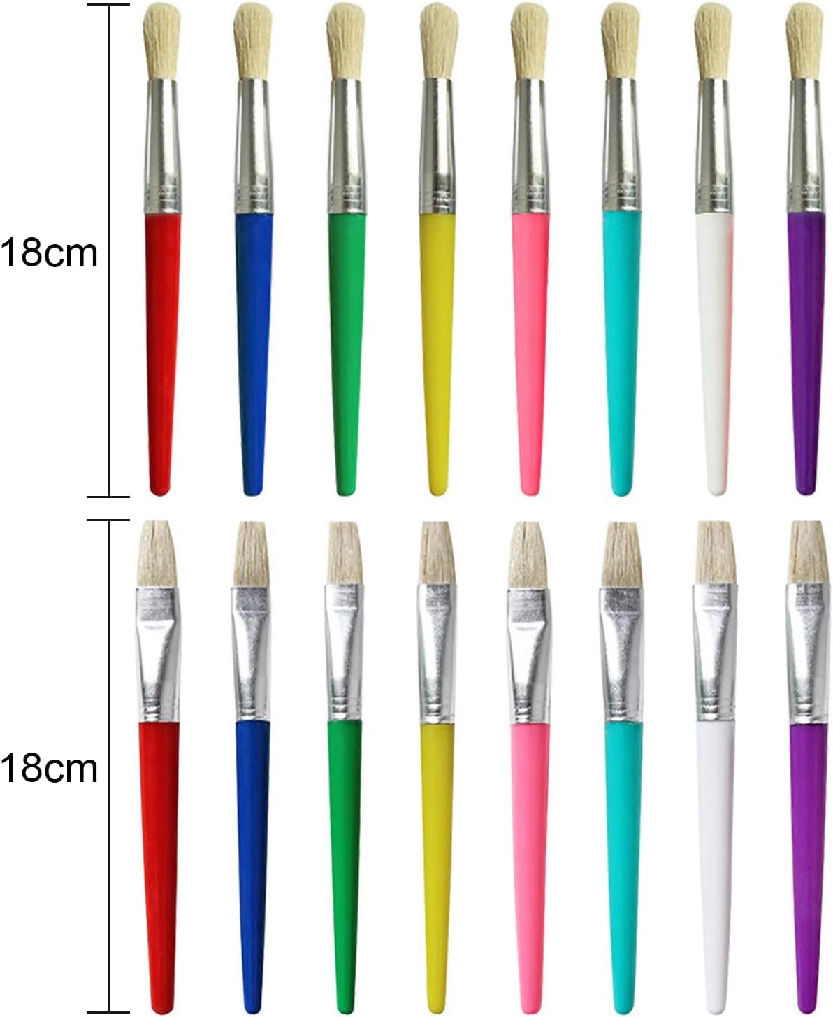 Kids Paint Brushes Set, 16 PCS round and Flat Preschool Brushes for Washable and Acrylic Paint image number 6