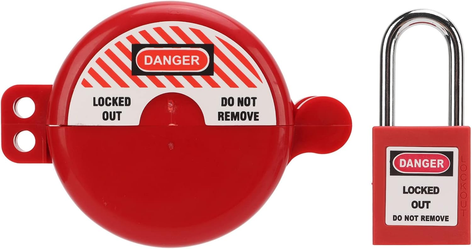 Gate Valve Lockout, 1.1 to 3.15 Inches Rotating Plastic Water Spigot Lock, Outdoor Valve Handle Faucet Lock with Safety Padlock and 2 Keys for Faucet Knob, Spigot, Gas Storage Tank image number 2