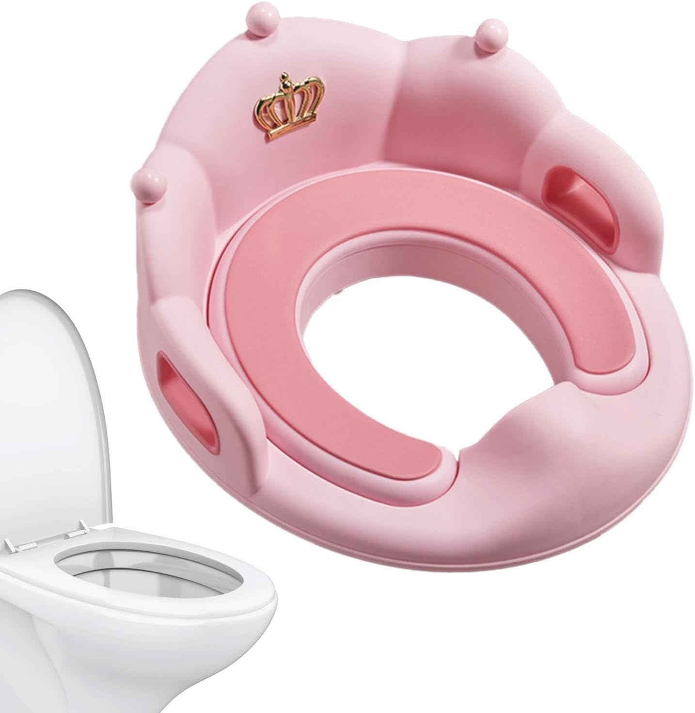 Kids Potty Training Toilet | Crown Shape Anti-Slip Toilet Seat Cushion Pad,Toilet Ring Safe Stable Potty Training Padded Cushion Travel Toilet Seat for Girls, Boys, Toddler, Kids - Yellow image number 5