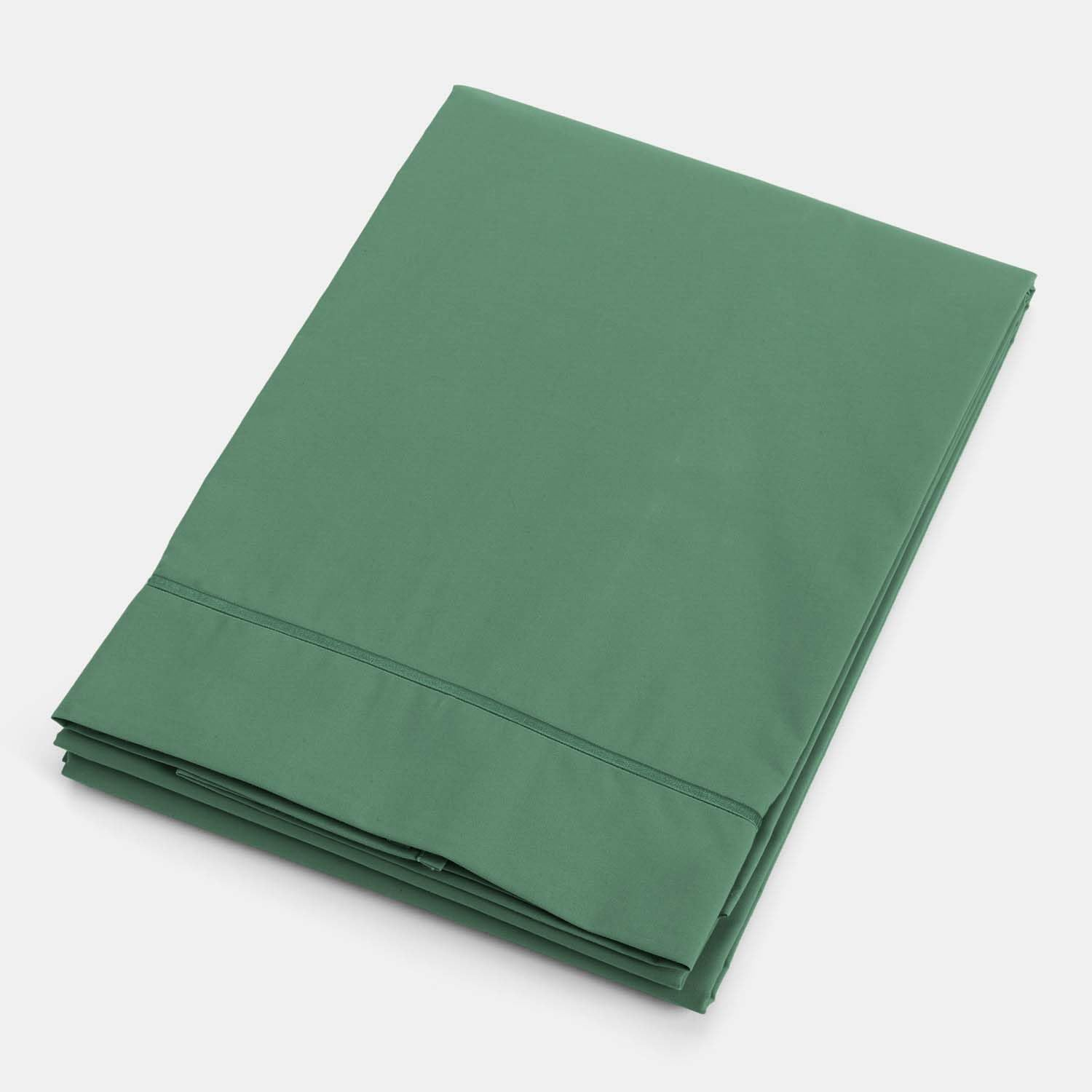 Bianca Plain Dyed Percale Jade Bed Linen + Pillowcases + Fitted Sheet 260 X 280 + 50 X 80 (2) + 180 X 200 Cm